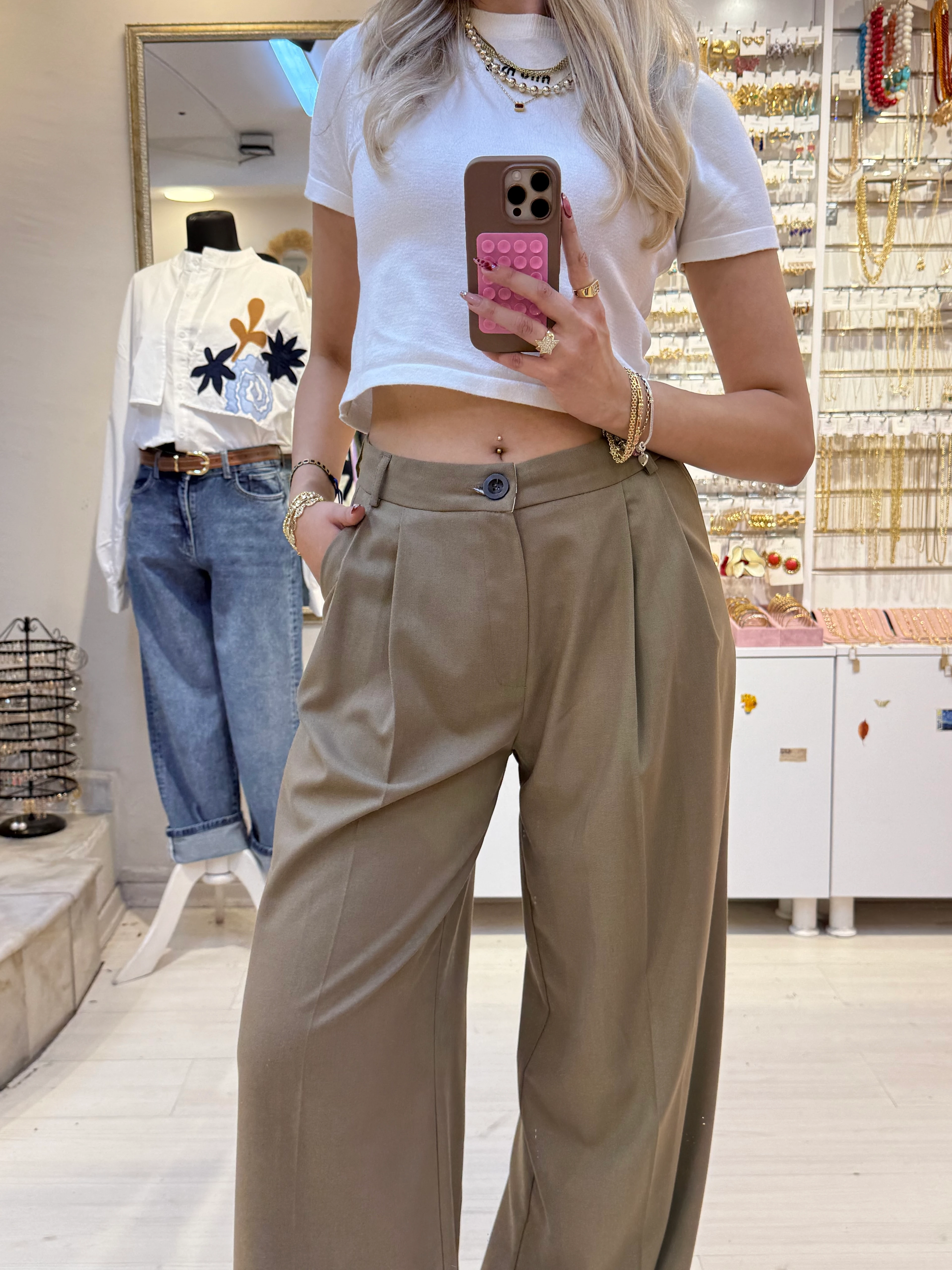 Yüksek Bel Palazzo Kumaş Pantolon