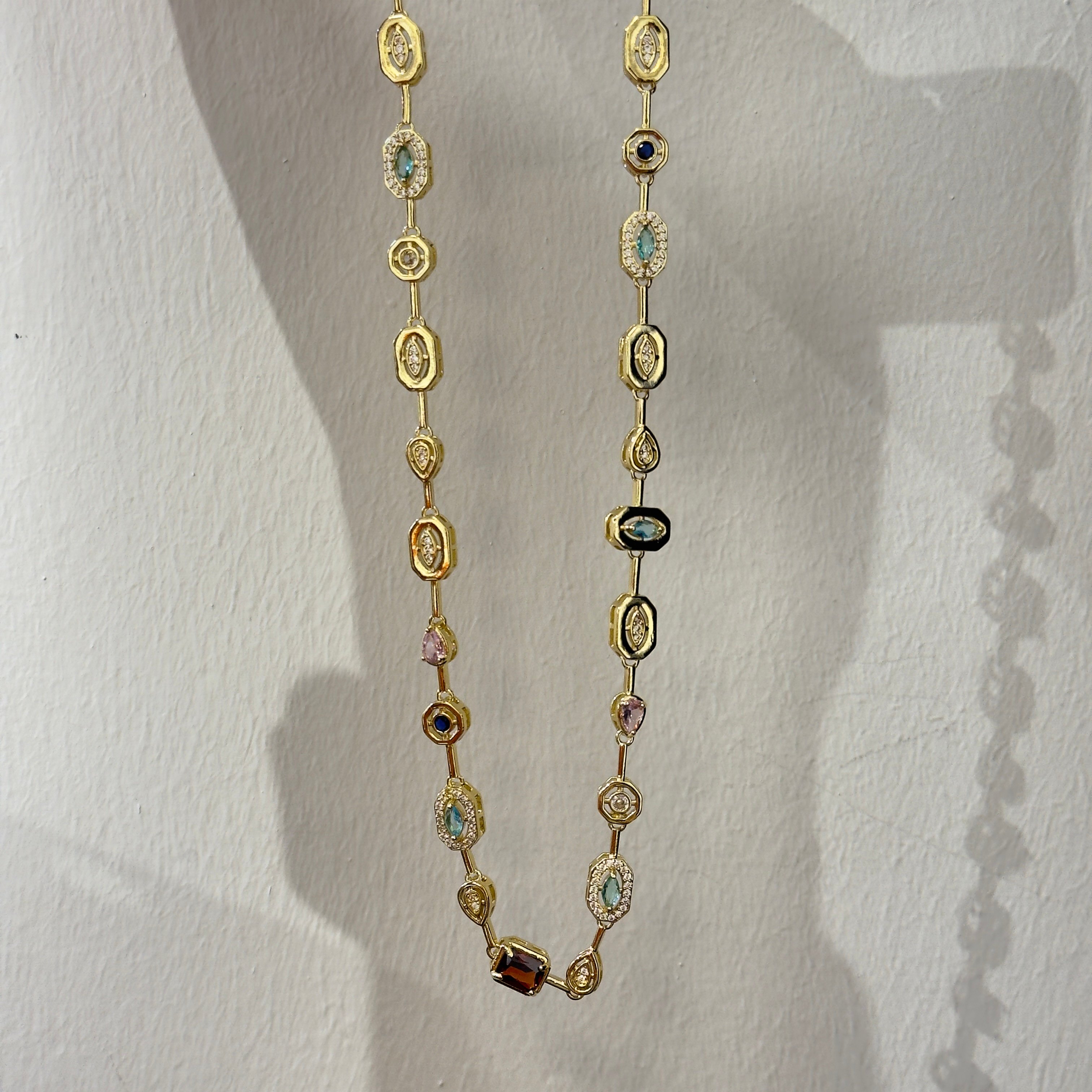 Premium Gold Aura Zirkon Taşlı Kolye