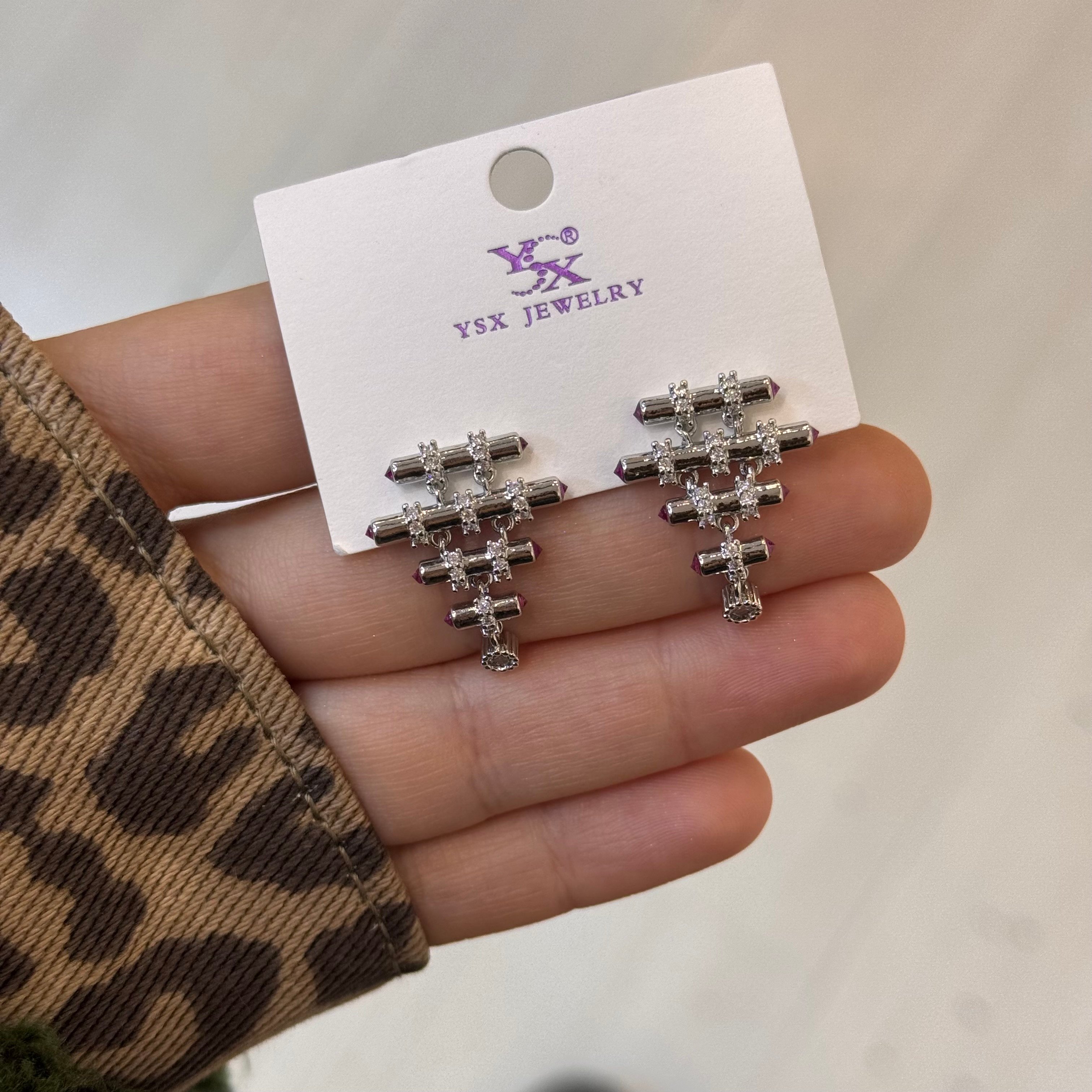 Premium Gümüş Kaplama Pembe Taş Detaylı Gazelle Küpe