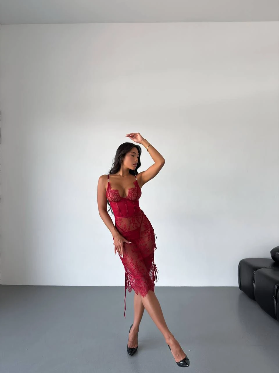 ECLİPSE LACE GECELİK - KIRMIZI