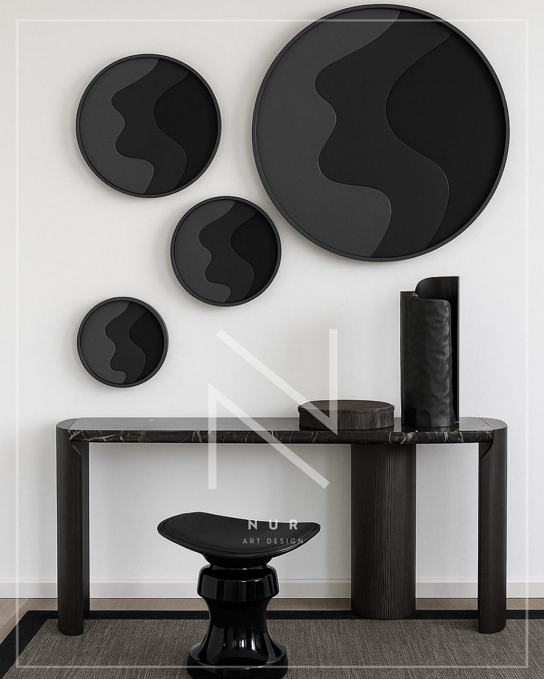 Shadow Waves | El Yapımı Dekoratif Tablo Seti