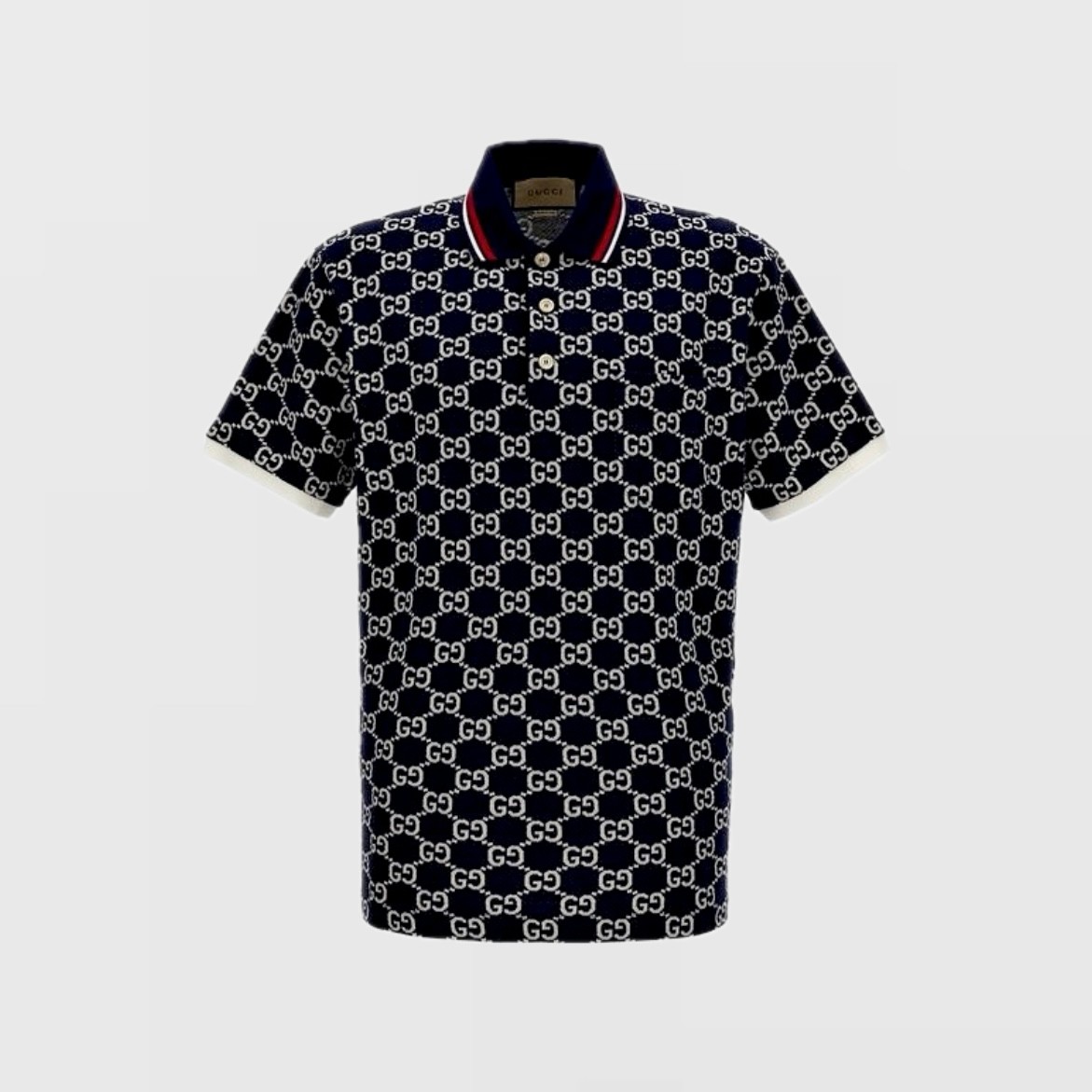 GG Motif Desenli Polo Yaka T-Shirt - Siyah