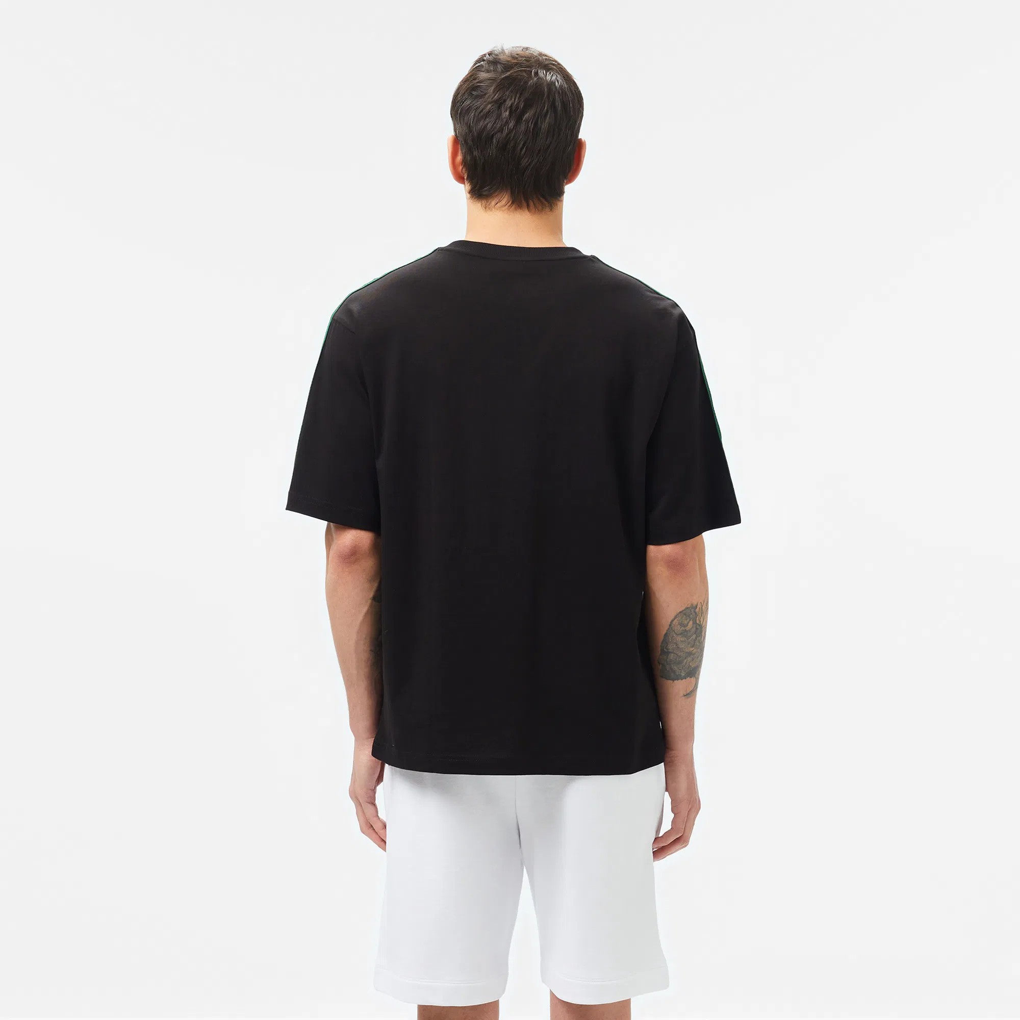 Relaxed Fit Bisiklet Yaka Baskılı Siyah T-Shirt