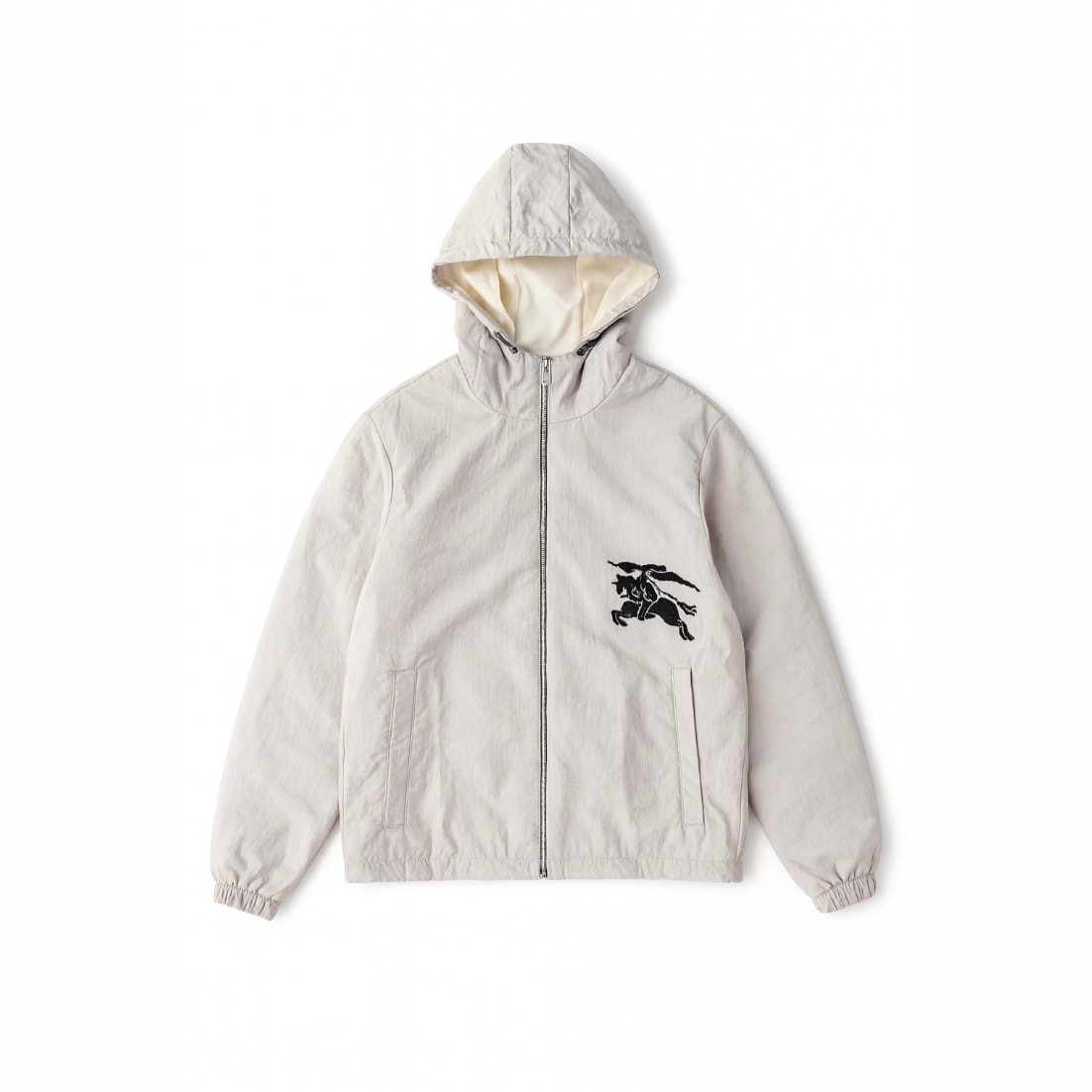 Nylon Hooded Ceket - Krem