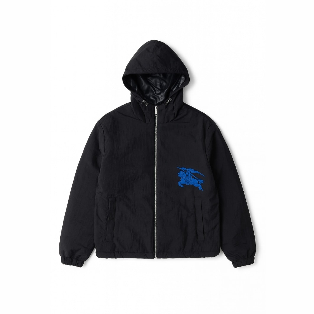 Nylon Hooded Ceket - Siyah