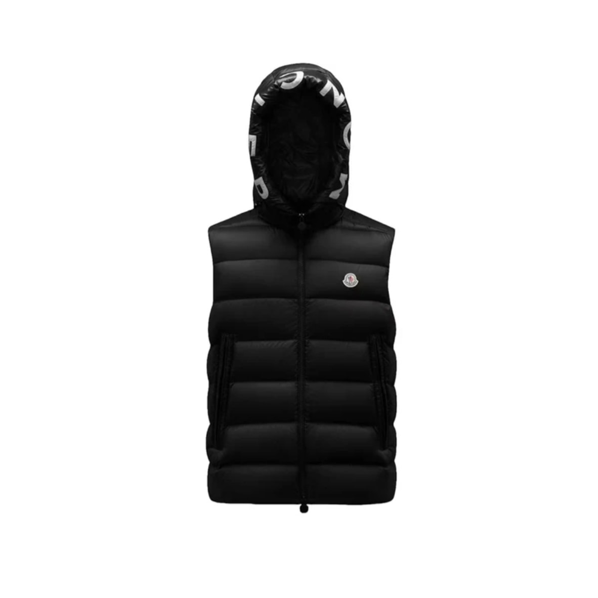 Çıkarılabilir Kapüşonlu Parlak Dolum Yelek - Black/Insıde Text