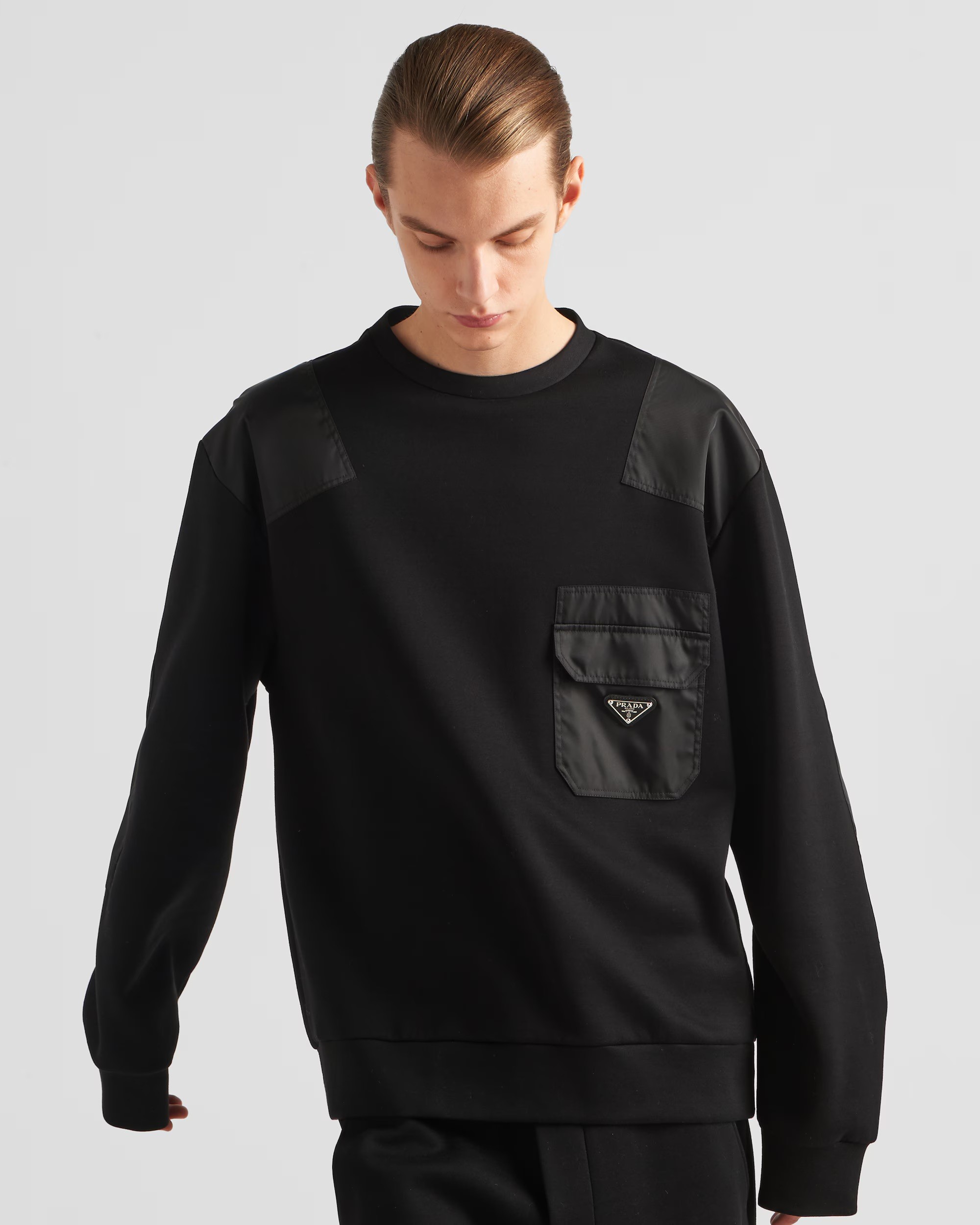 Re-Nylon Detaylı Pamuklu Sweatshirt