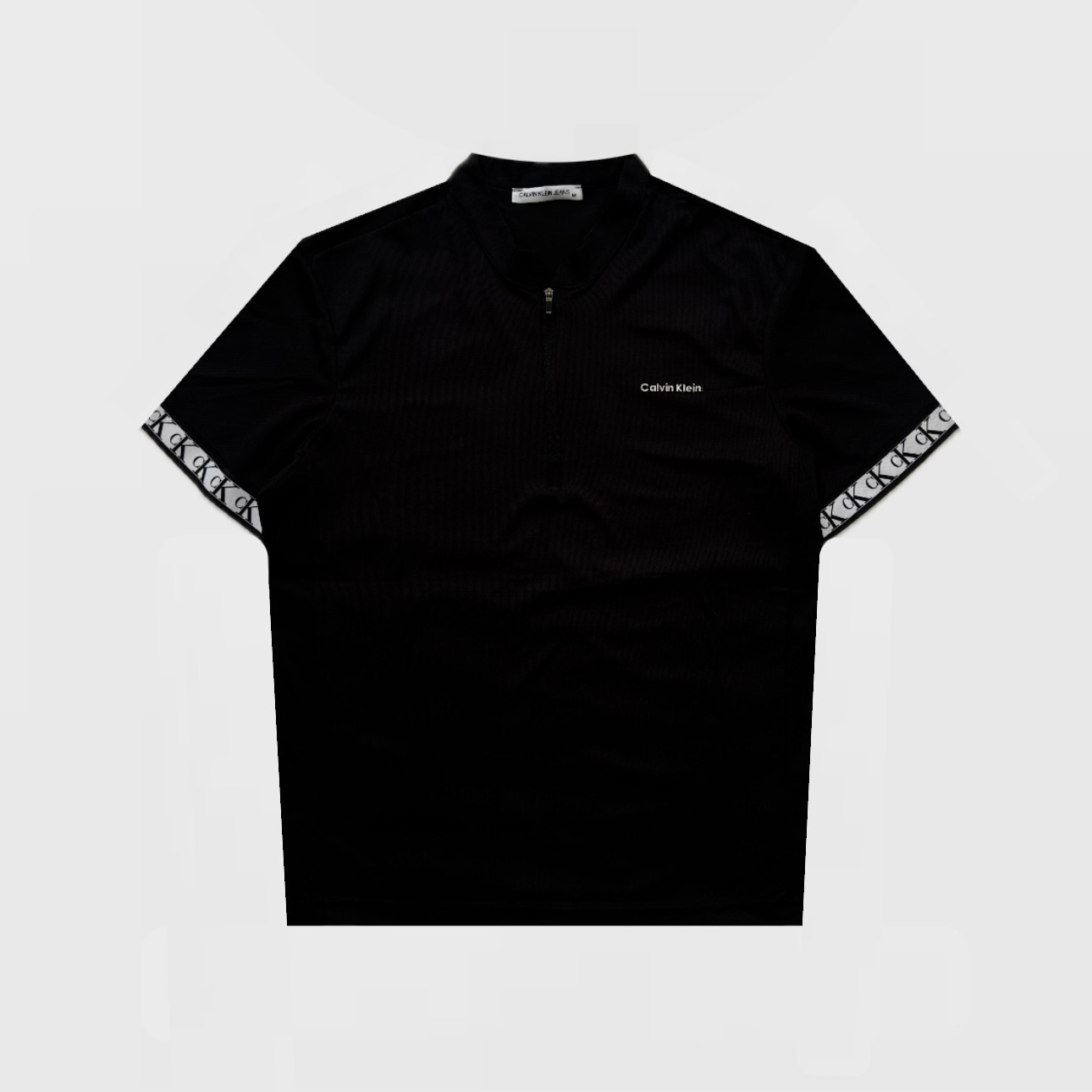 CK Fermuarlı Yakalı Seamless T-Shirt - Siyah