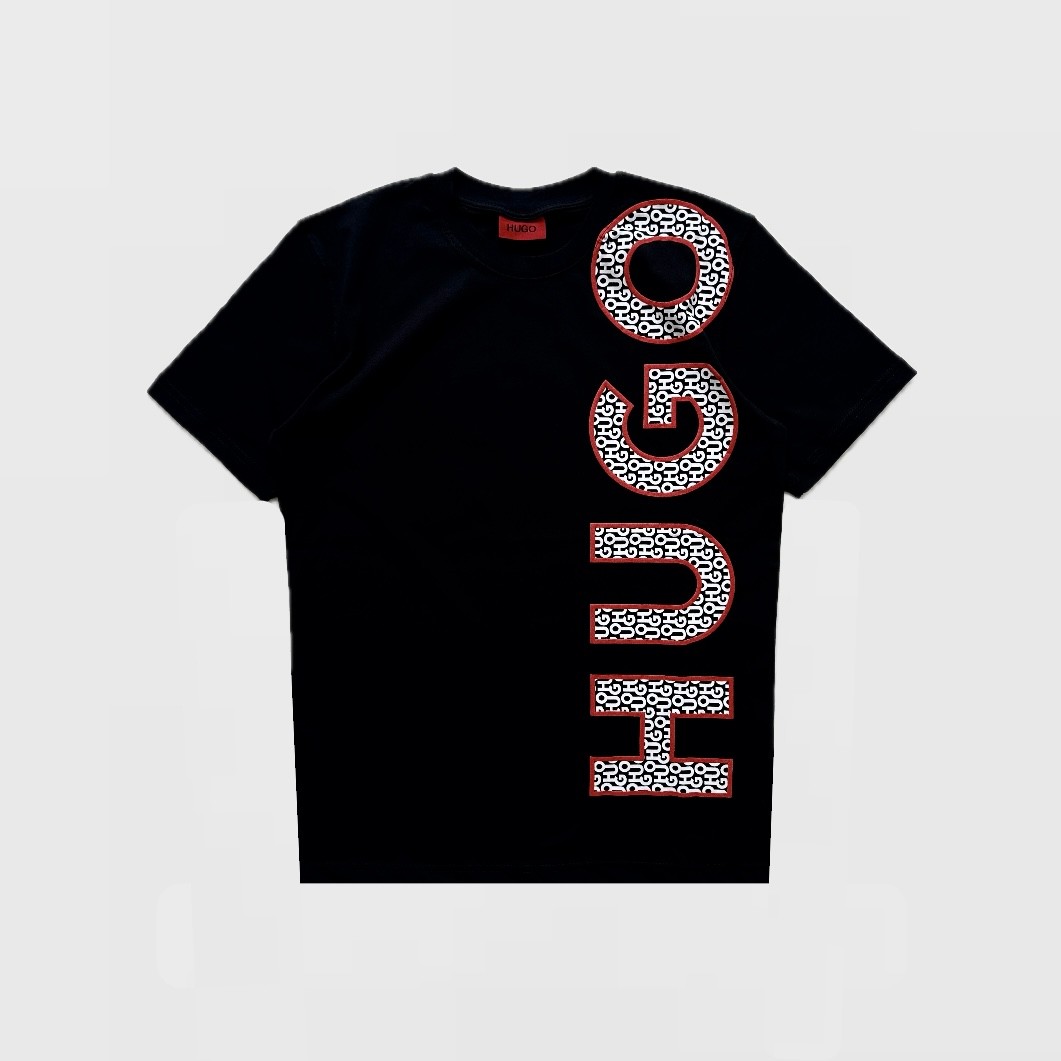 HUGO Big Logo Cotton T-Shirt - Siyah