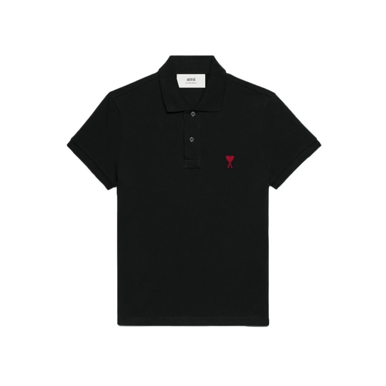 Siyah Polo Yaka Kalp Logolu T-Shirt