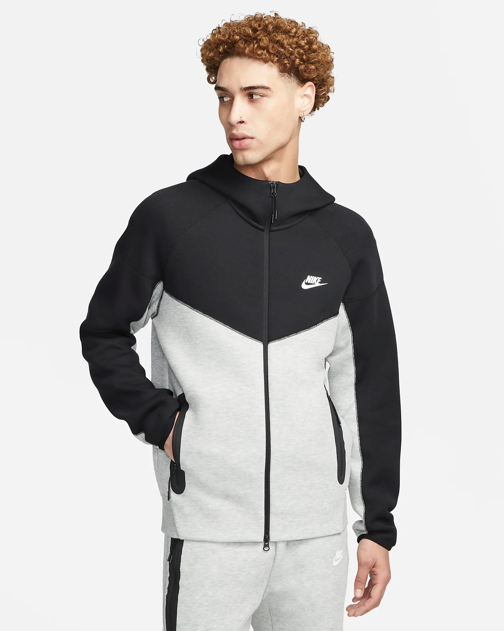 Sportswear New Tech Fleece Windrunner Eşofman Takımı - Dark Grey Heather/Siyah/Beyaz