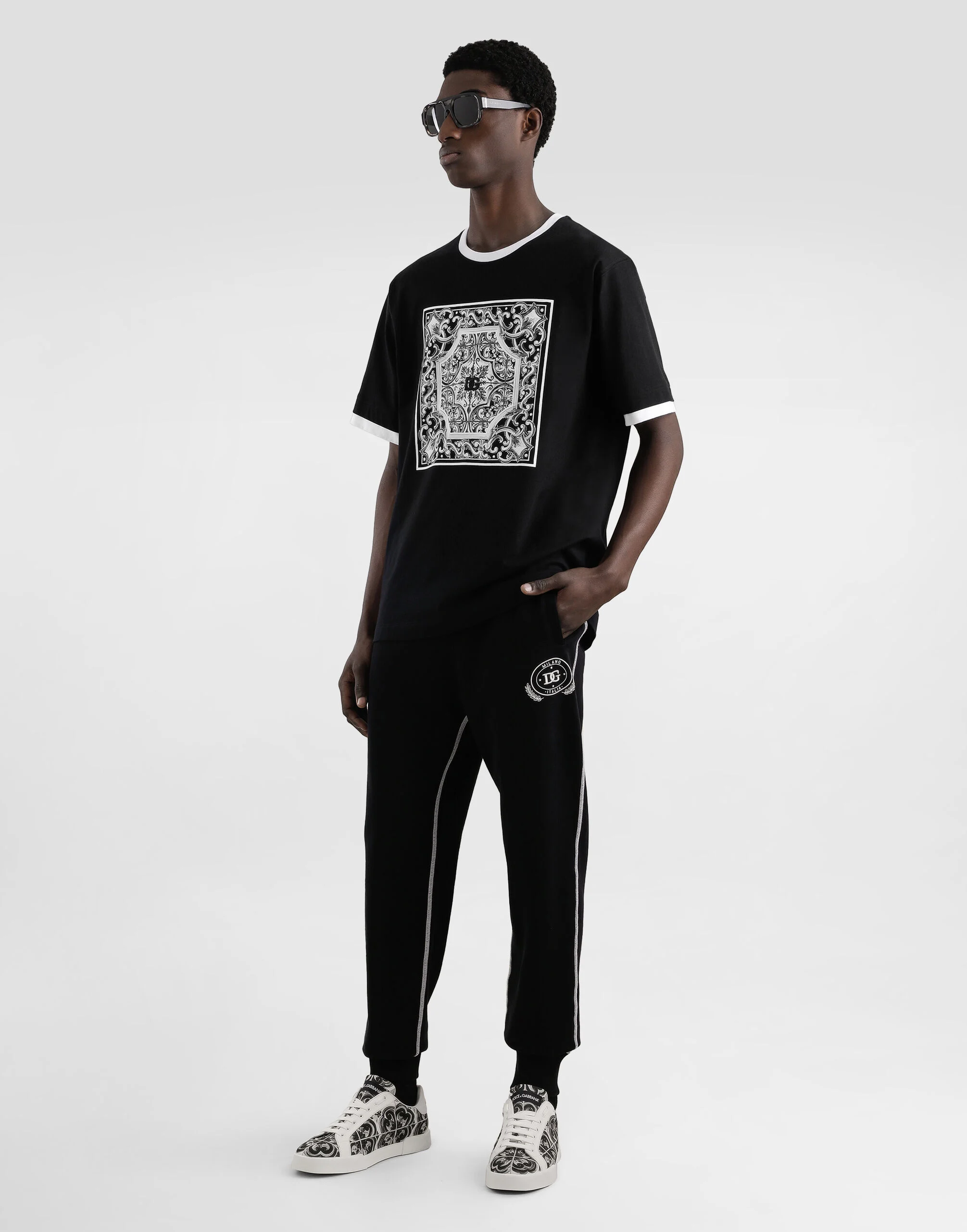 Dolce Gabbana Print and Embroidery Cotton T-Shirt