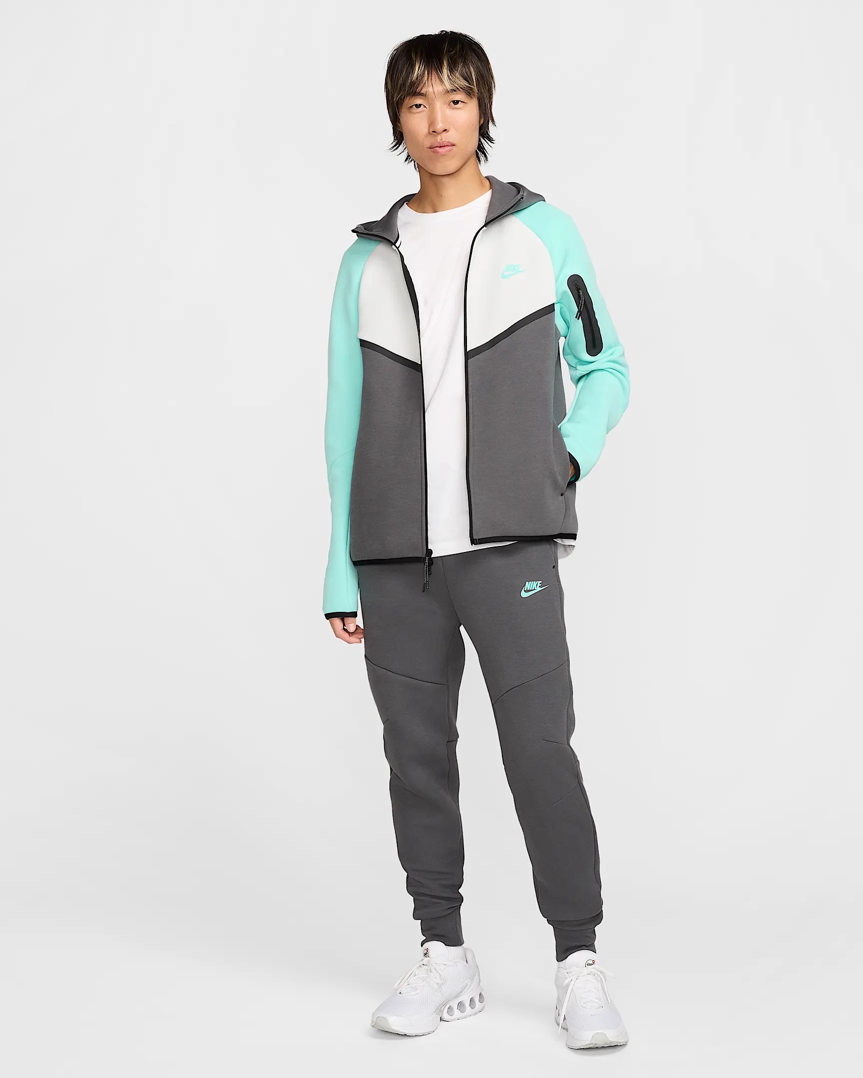 Yeni 2025 Tech Fleece Eşofman Takımı - Iron Grey/Photon Dust/Tropical Twist
