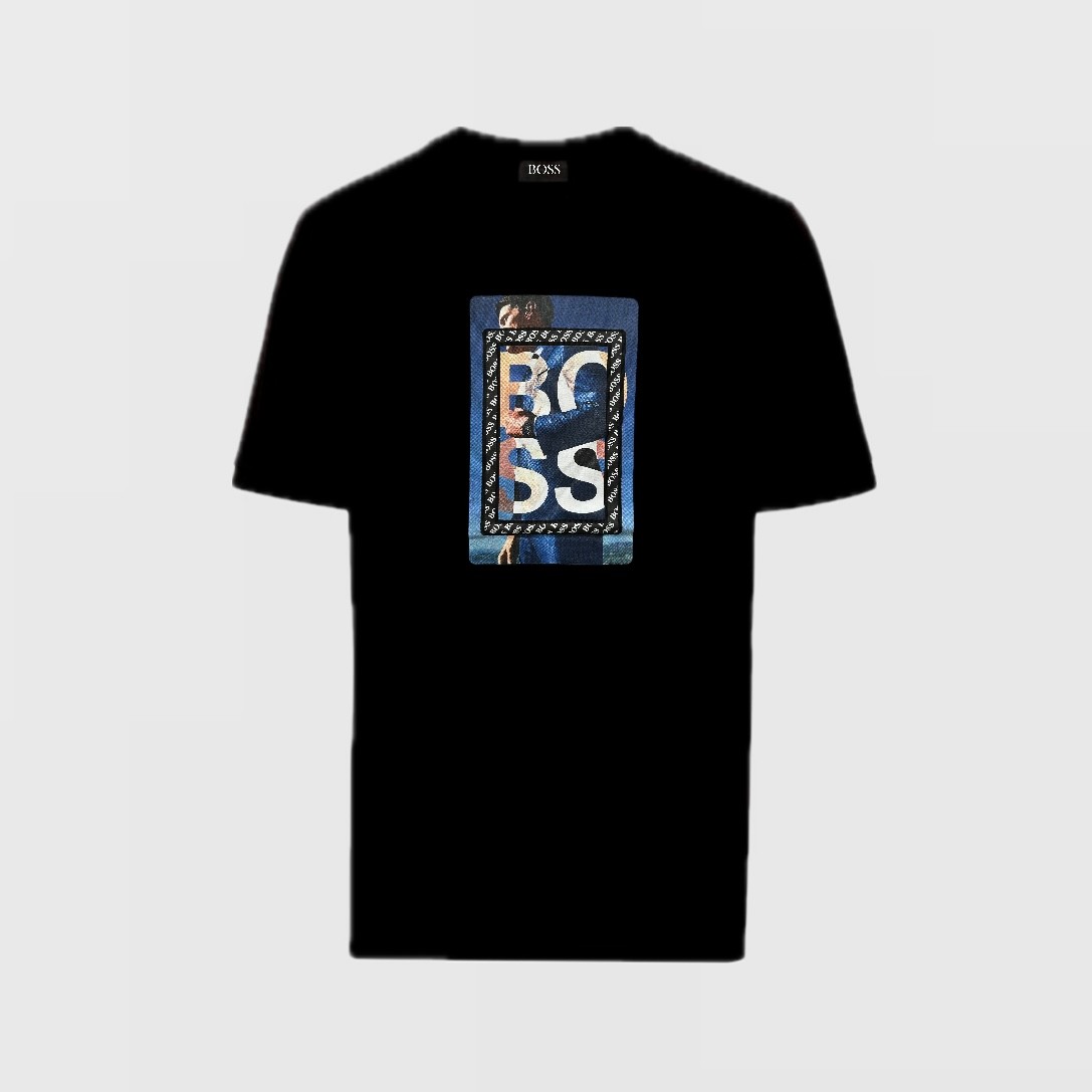 Hugo Boss Blue Logo Printed T Shirt