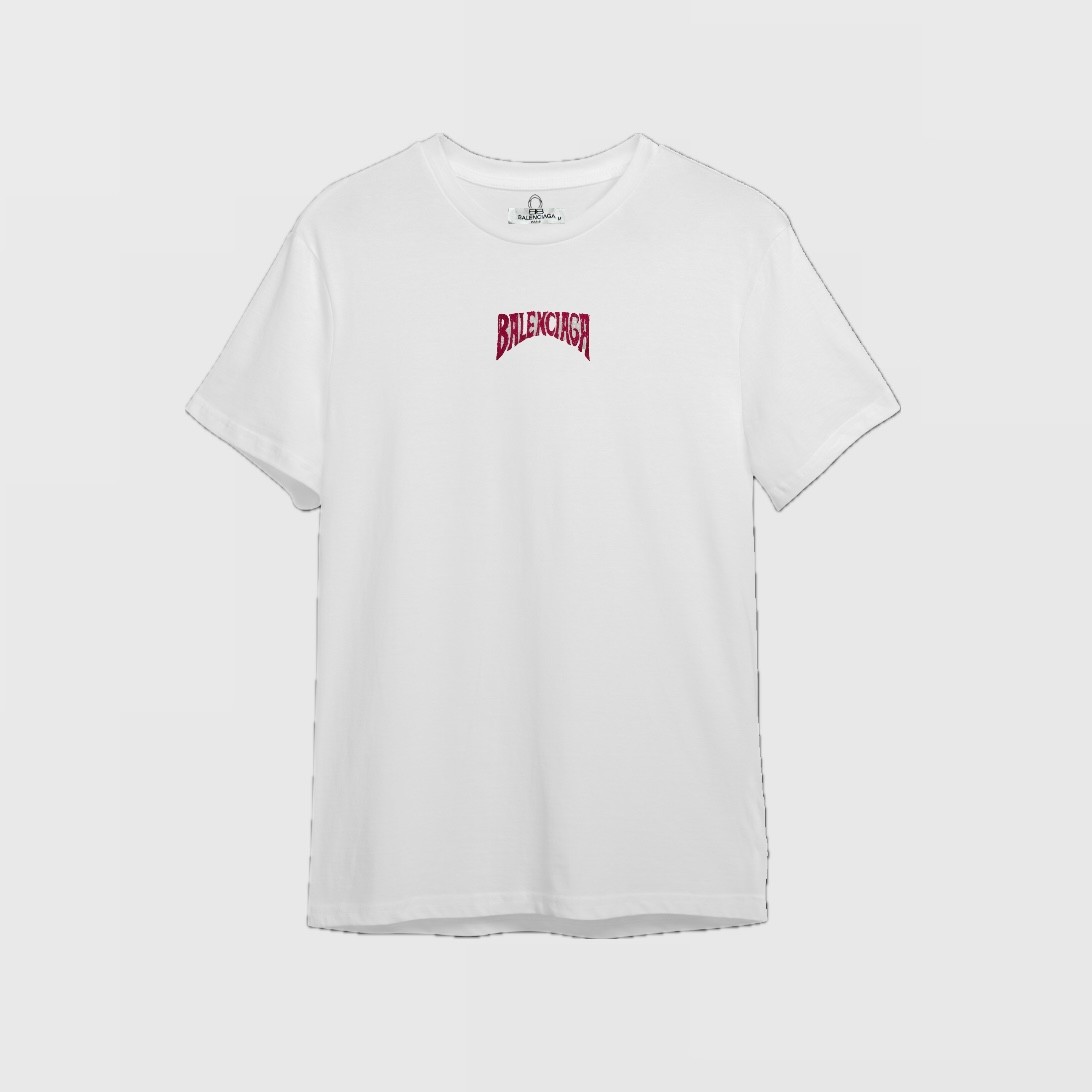 Pink Logo Cotton T-Shirt - Beyaz