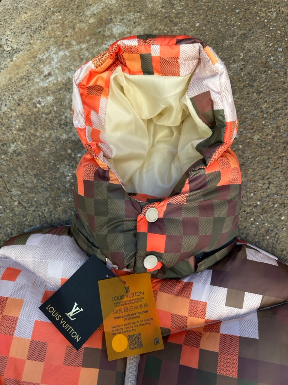 LV Dama Desenli Puffer Mont