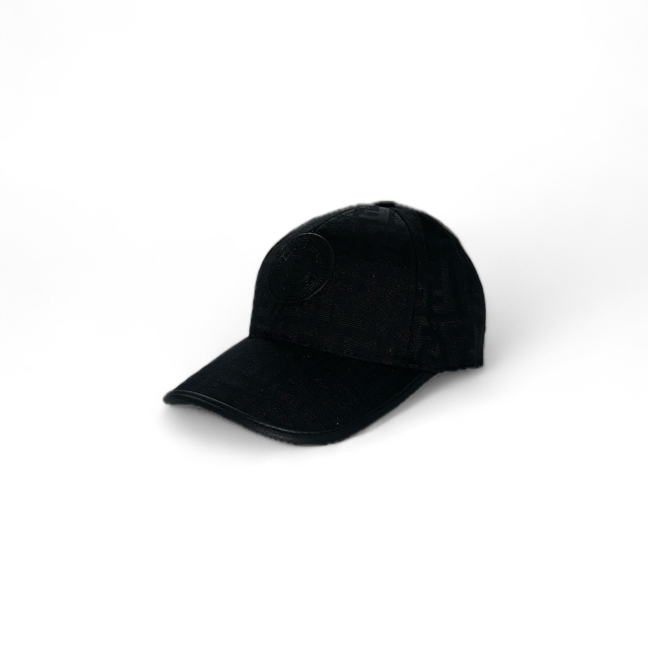 FF Monogram ve Deri Ön Logolu Şapka - Siyah