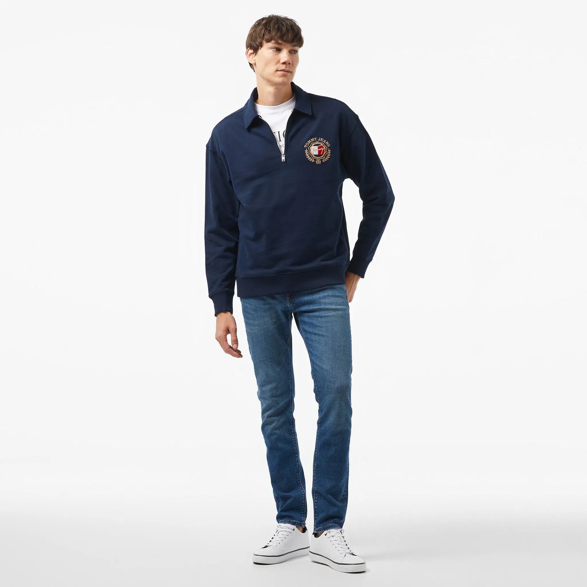 Jeans Luxe 1/4 Zip Erkek Lacivert Sweatshirt