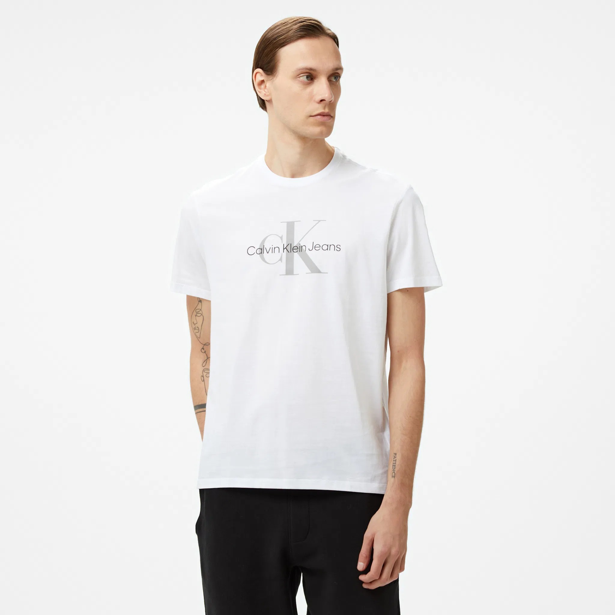 CK Jeans Hero Monogram 30s Eu Opt T-Shirt - Beyaz