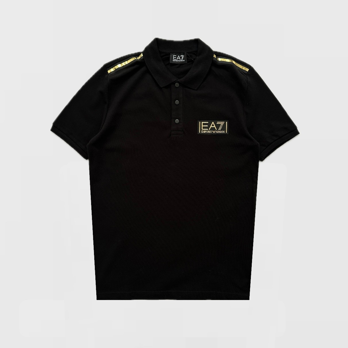 EA7 Gold Logo Polo T-Shirt - Siyah/Altın