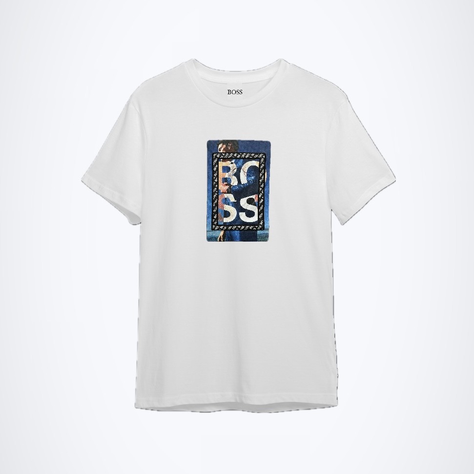 HB Blue Logo Printed T-Shirt - Beyaz