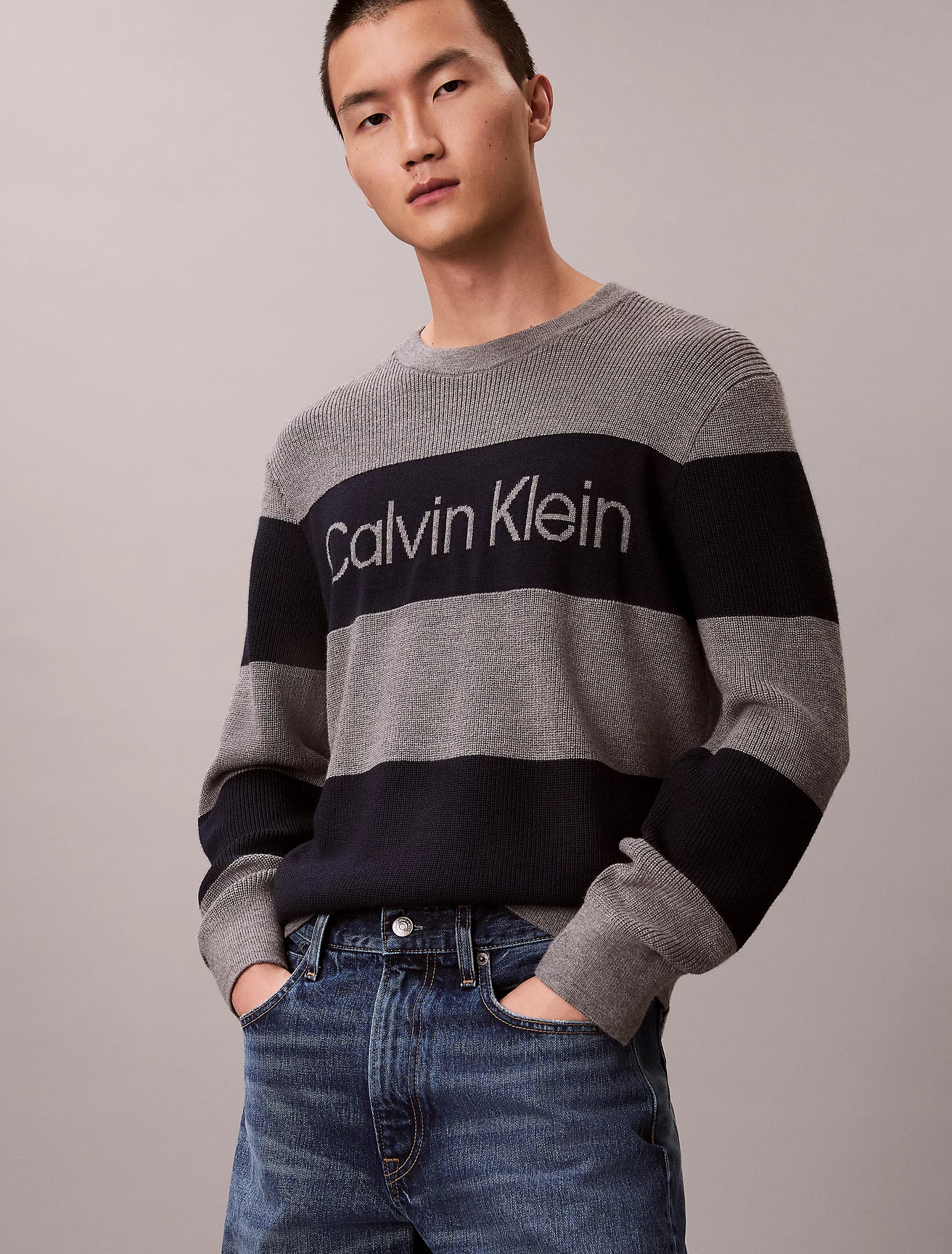 CK Bold Stripe Crewneck Kazak
