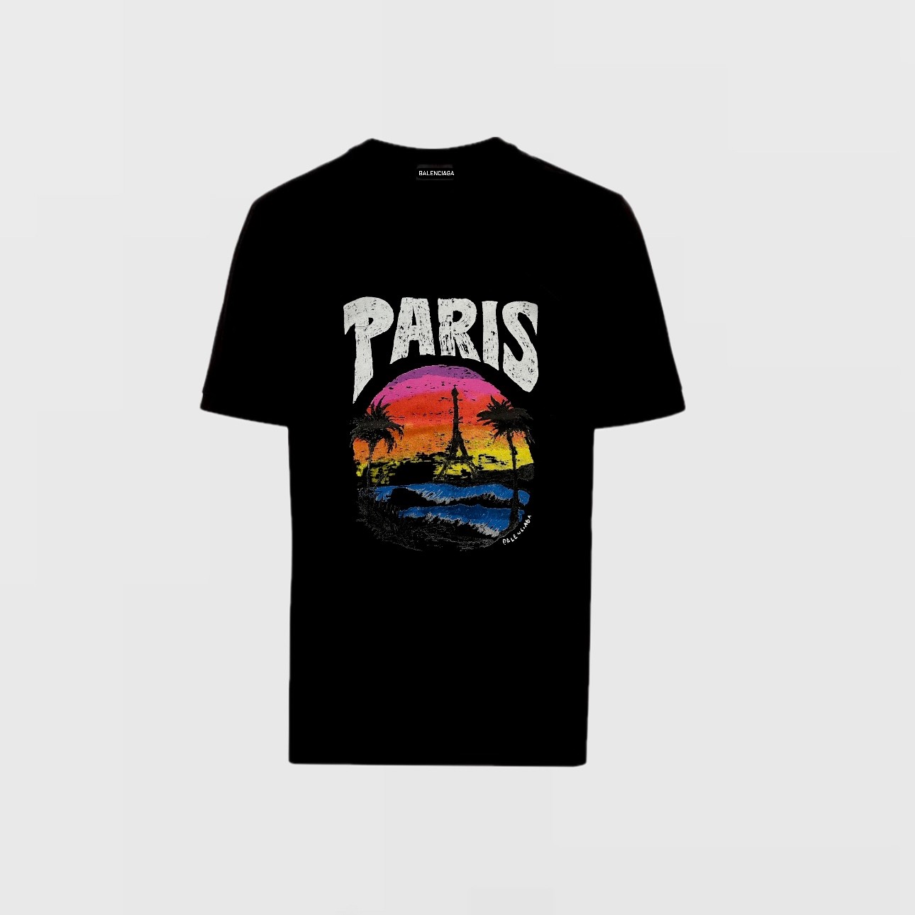 Paris Eyfel Kule Logo T-Shirt - Siyah