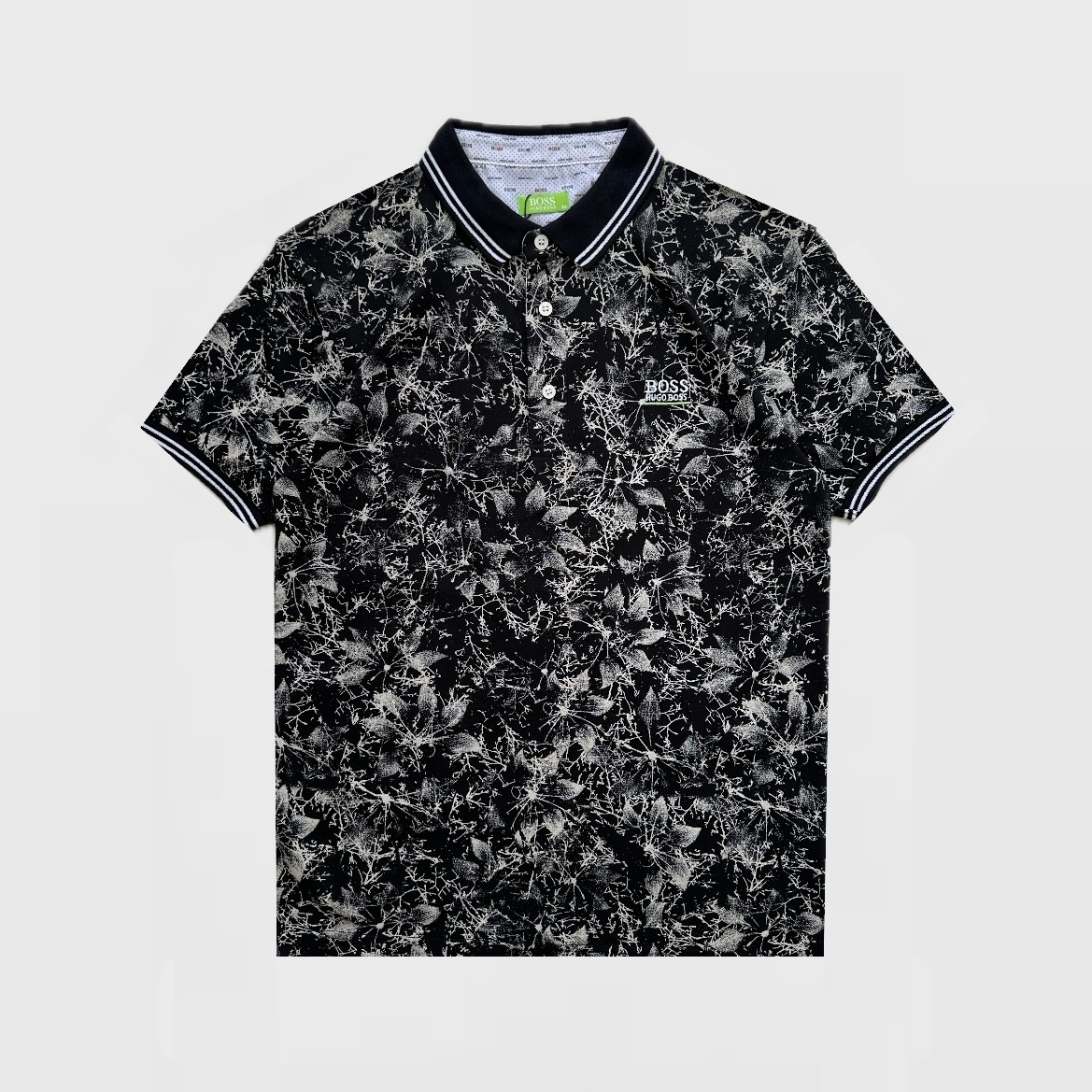 Boss Desenli Polo Yaka T-Shirt - Siyah