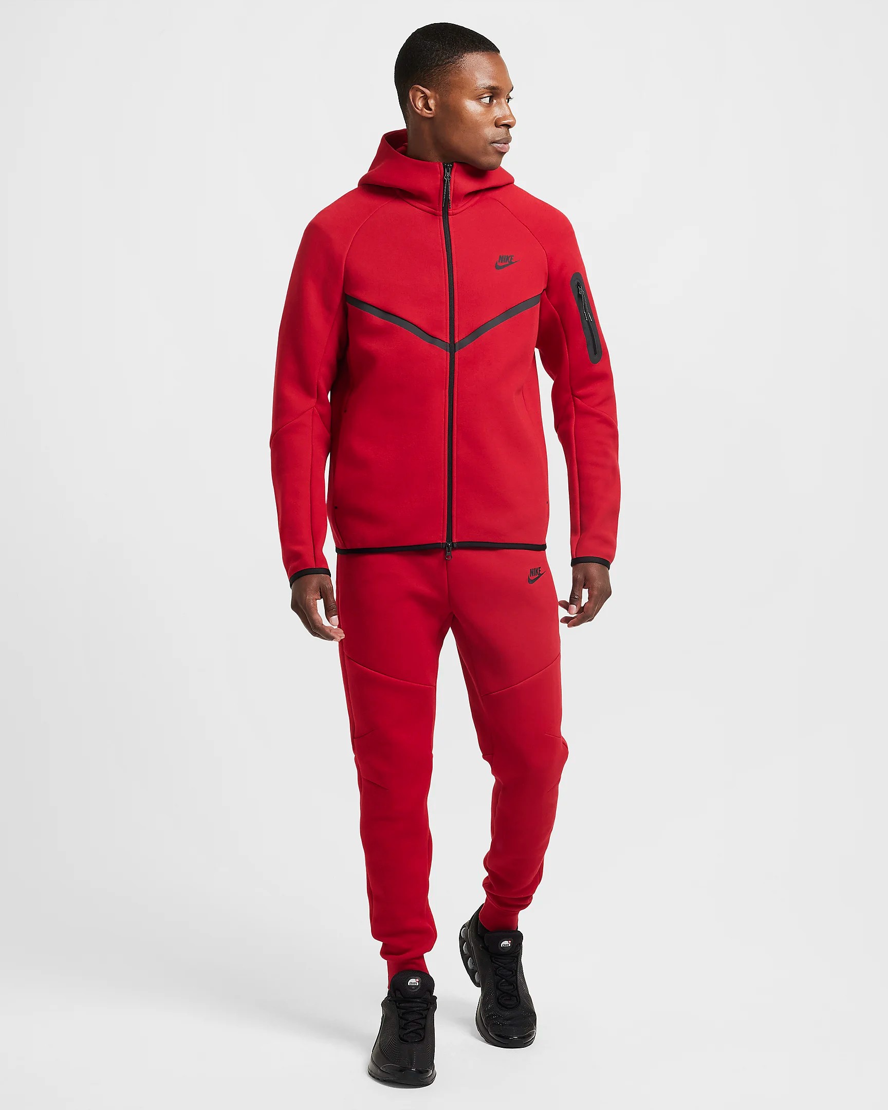 Yeni 2025 Tech Fleece Eşofman Takımı - Gym Red/Siyah