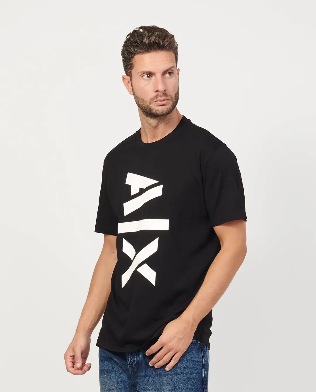 Armani Big Vertical AX Logo Cotton T-Shirt