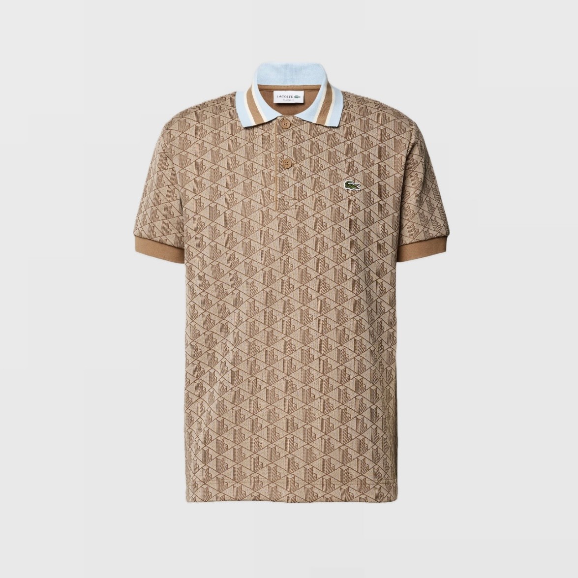 Monogram Classic Fit Polo Yaka T-Shirt - Bej/Kahverengi