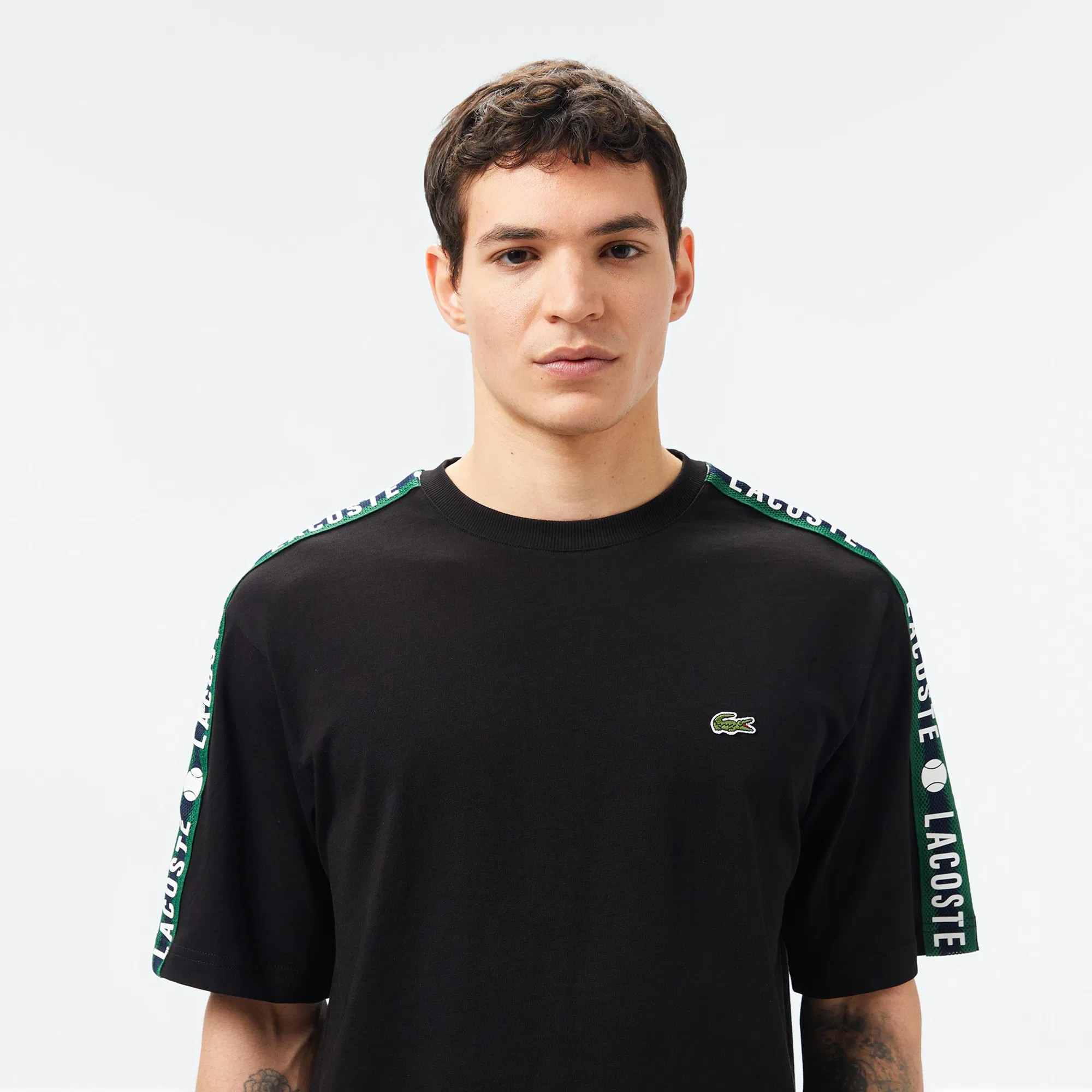 Relaxed Fit Bisiklet Yaka Baskılı Siyah T-Shirt