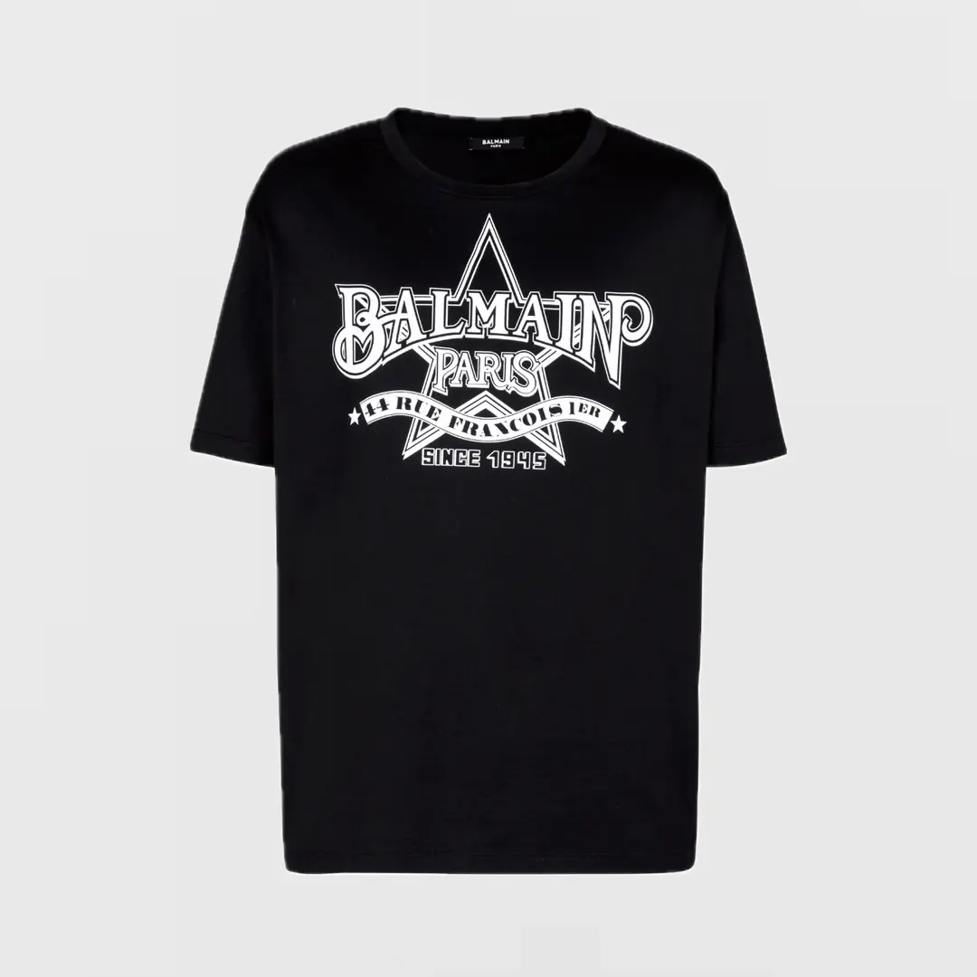 P*用様 BALMAIN アメリカ国旗 Tシャツ Balmain Star Paris Logo Cotton Tişört