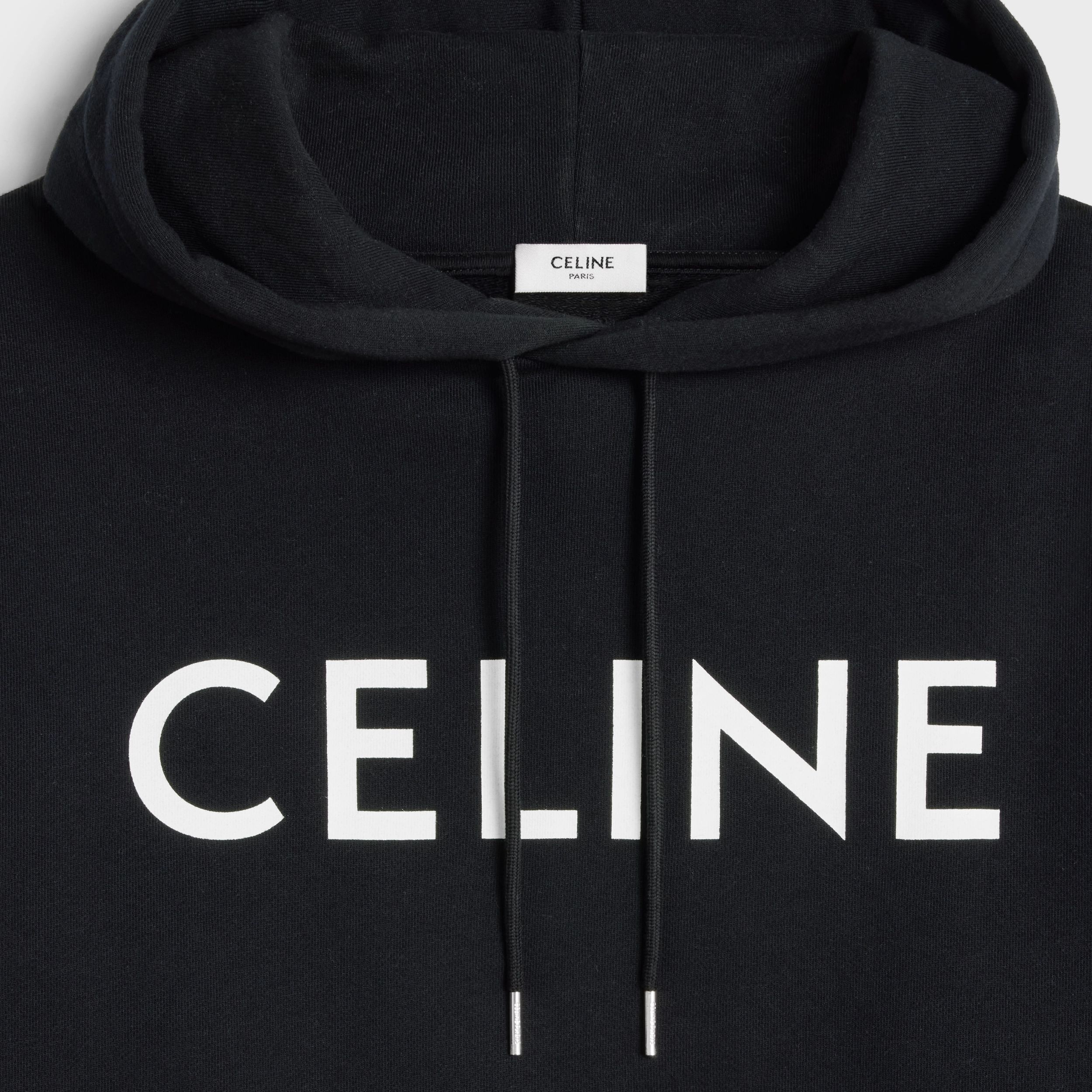 Loose Hoodie In Cotton Fleece Black/White