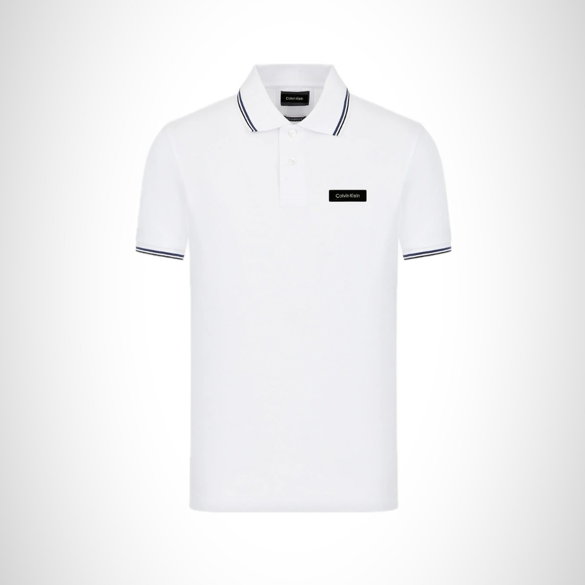 CK Logo Polo Yaka Cotton T-Shirt - Beyaz