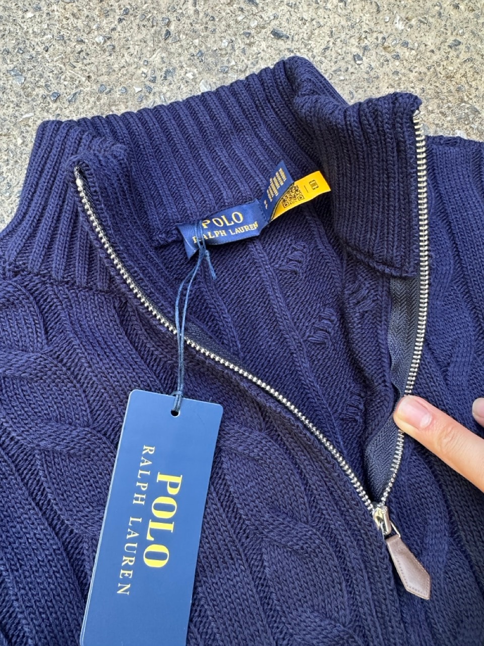 Classic Cable Crew Fermuarlı Triko