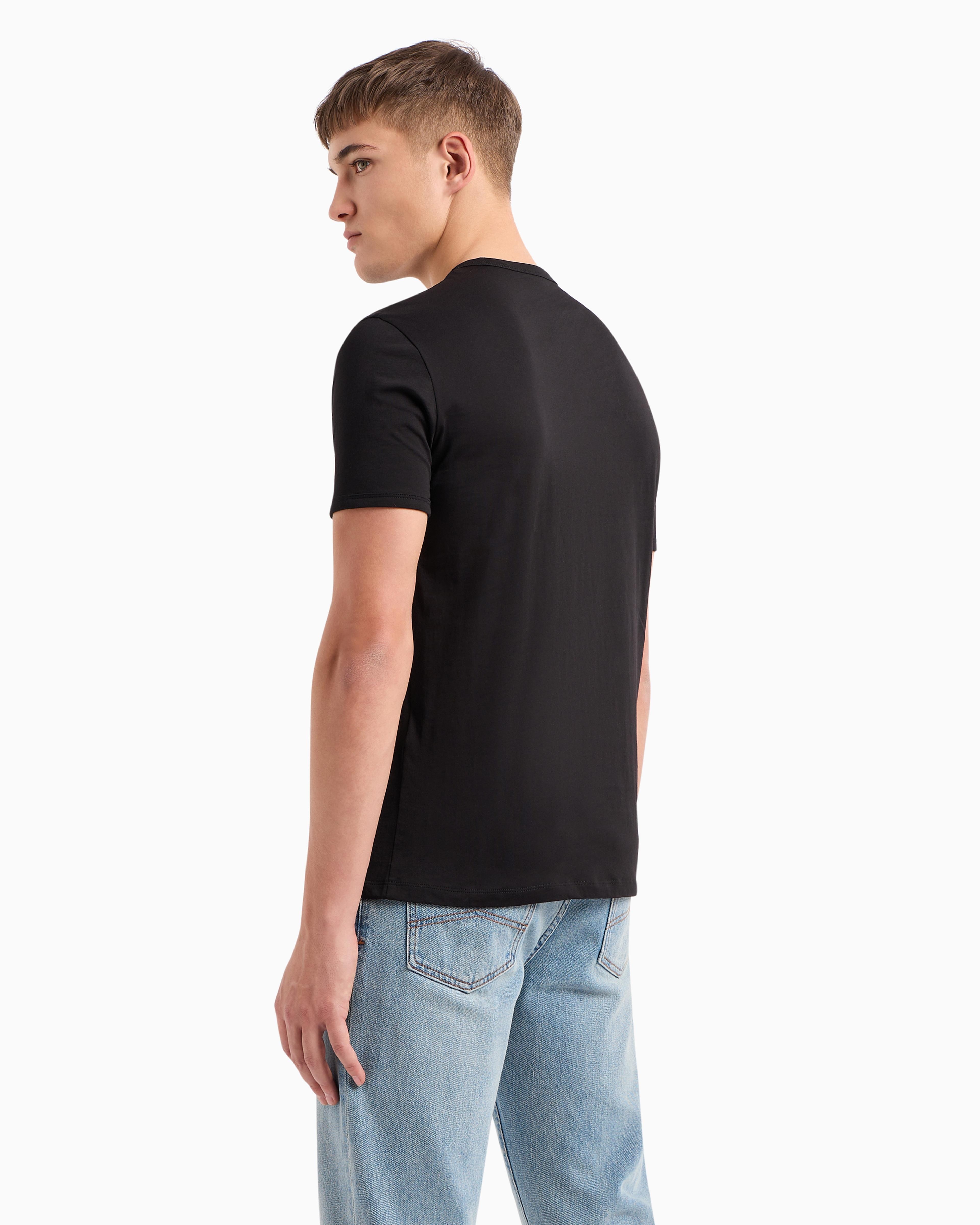 AX Yaz ve Gölge Desenli Siyah T-Shirt
