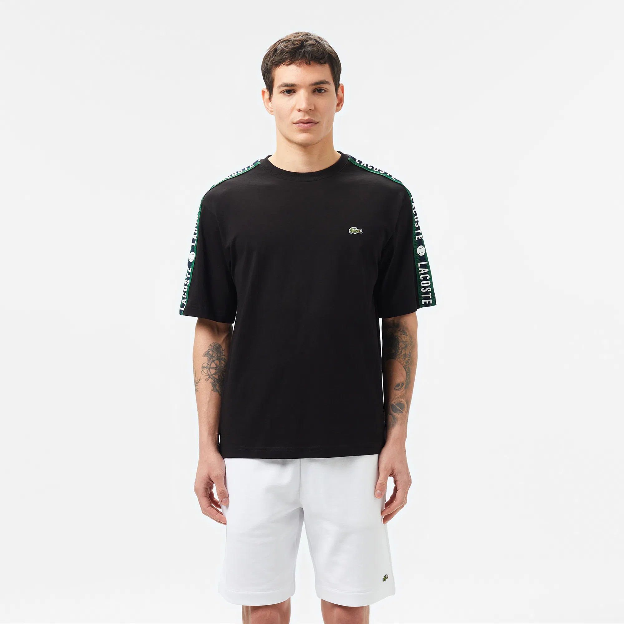 Relaxed Fit Bisiklet Yaka Baskılı Siyah T-Shirt