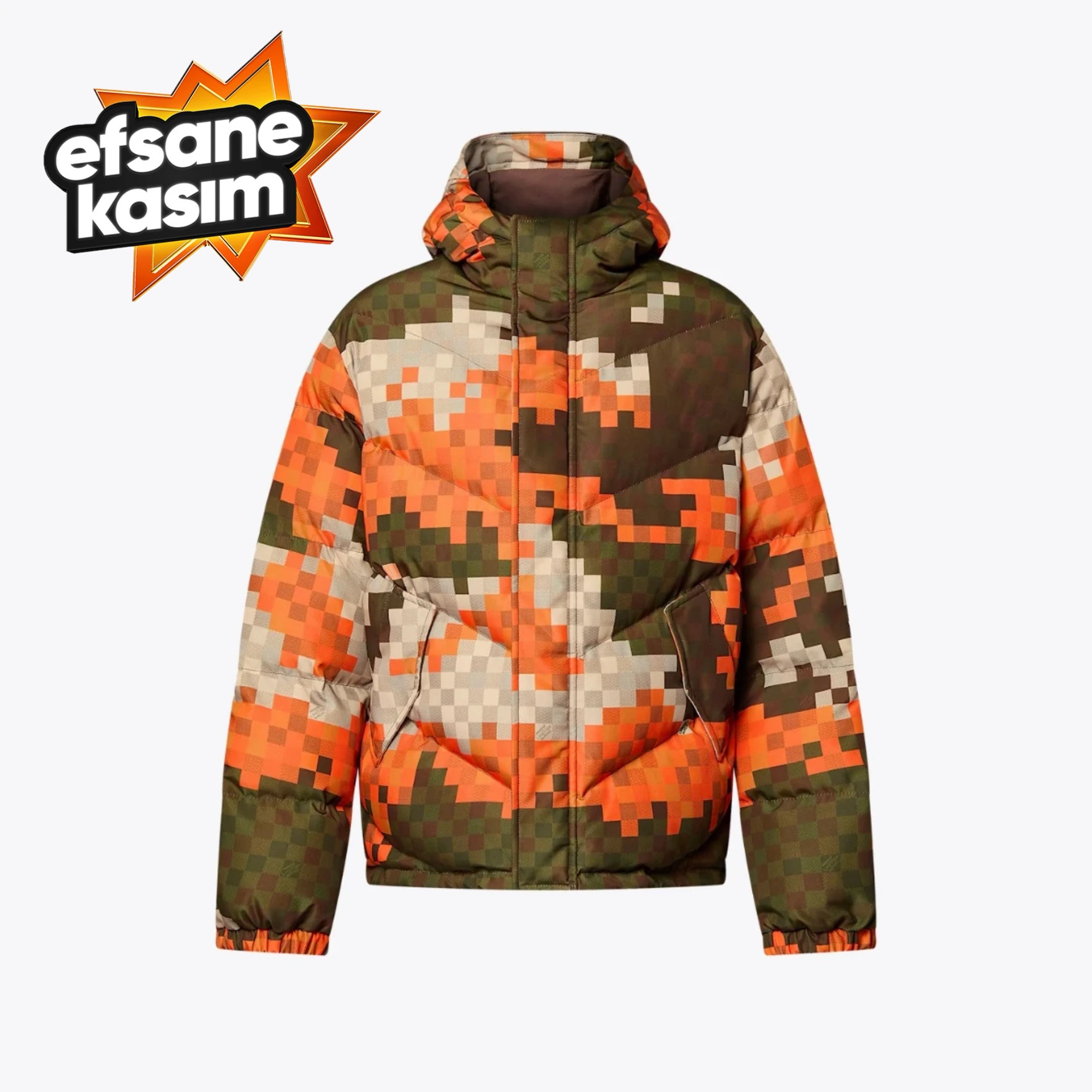 LV Dama Desenli Puffer Mont