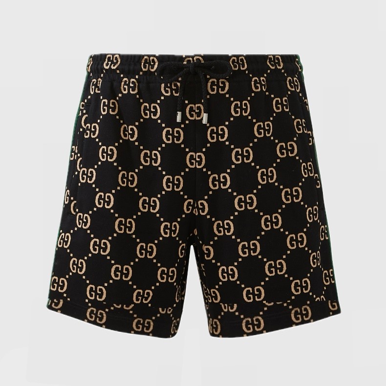 GG Printed Monogram Şort - Siyah/Krem