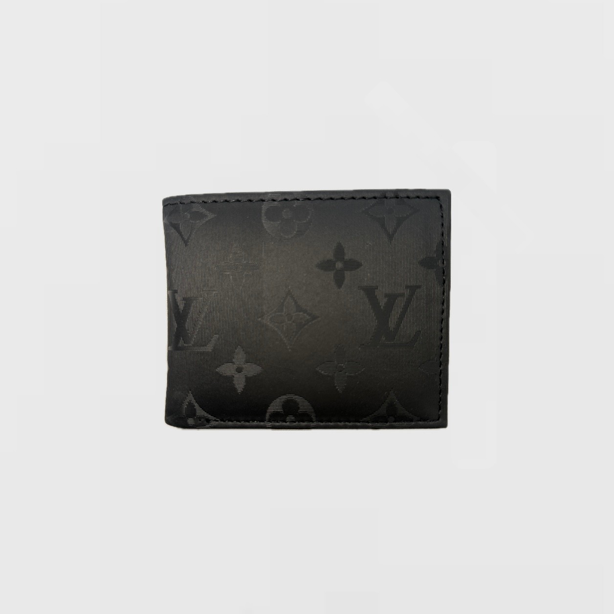 LV Sıcak Baskı Desenli Siyah Deri Cüzdan - Polyester/Baskı