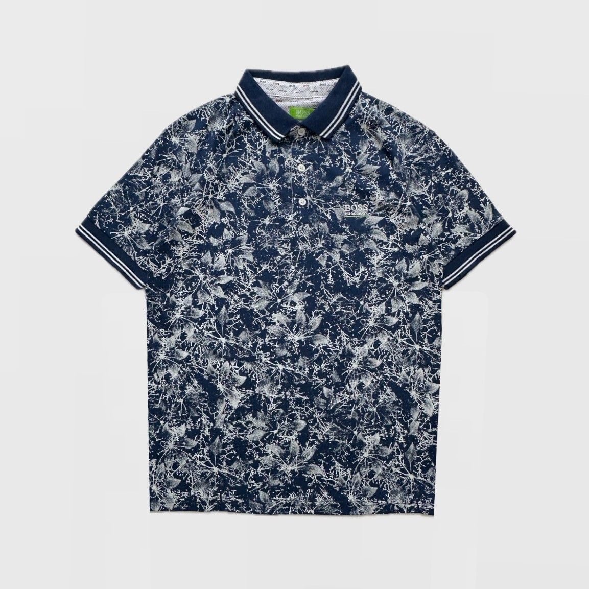 Boss Desenli Polo Yaka T-Shirt - Mavi