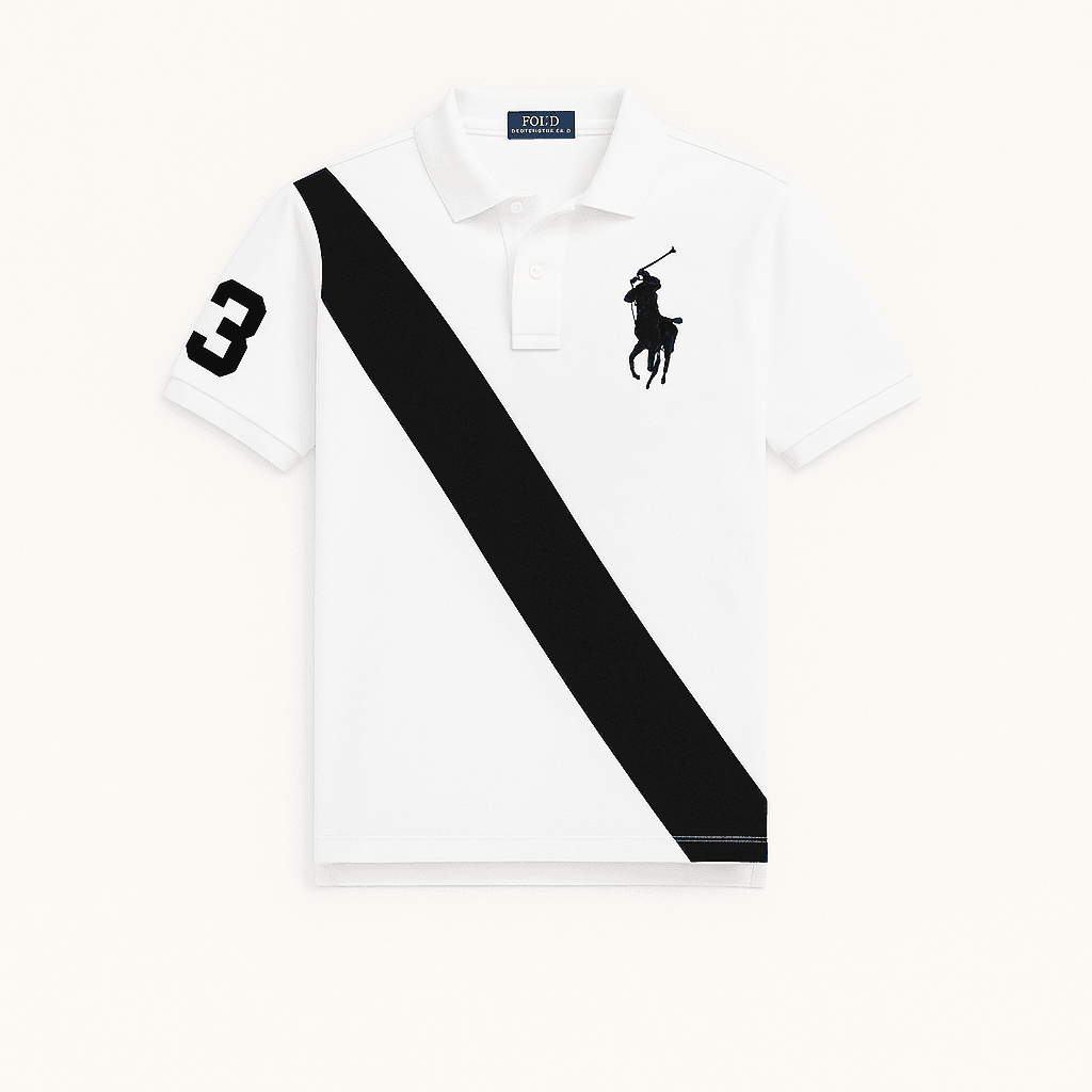 Big Pony Mesh Polo Yaka T-Shirt - Beyaz/Siyah