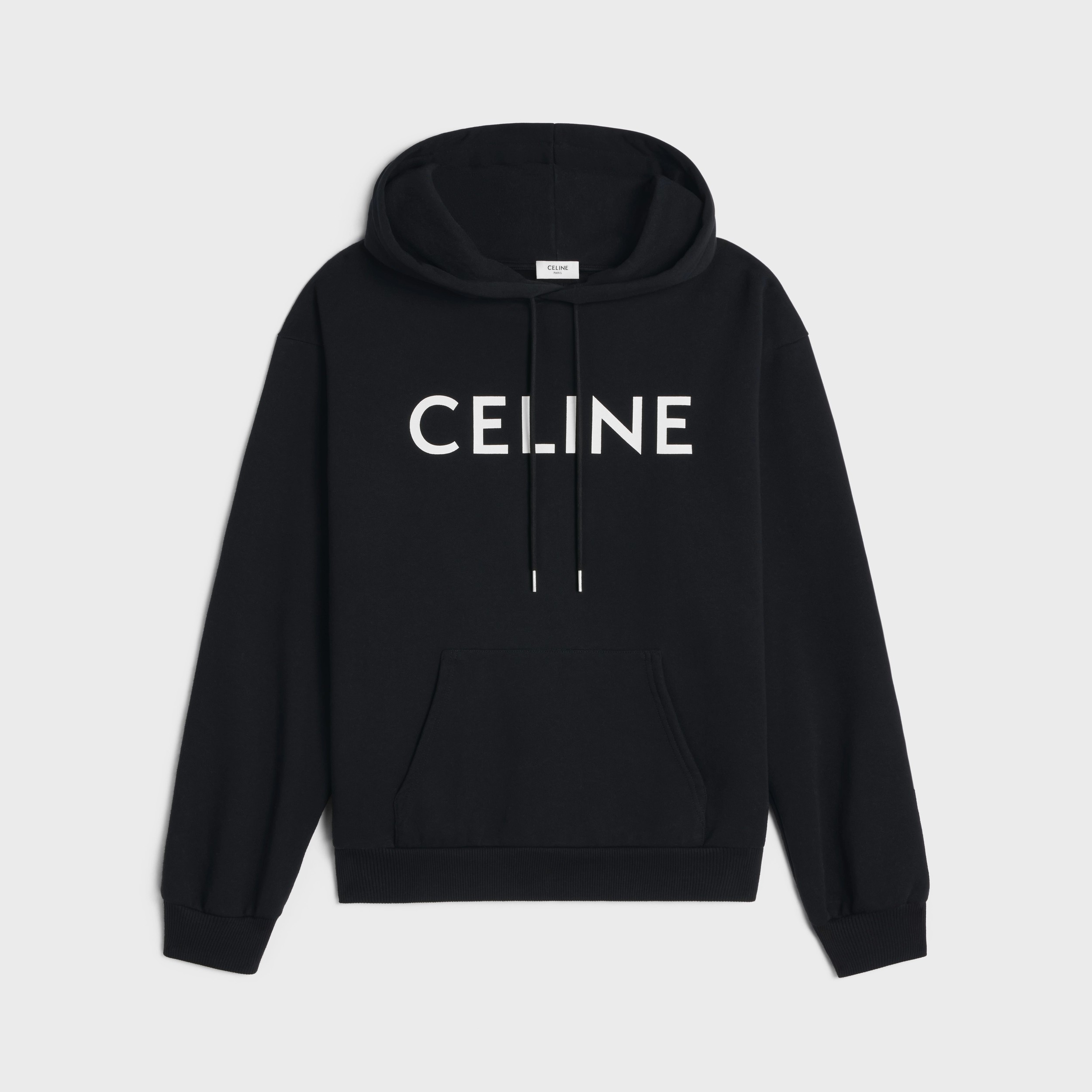 Loose Hoodie In Cotton Fleece Black/White