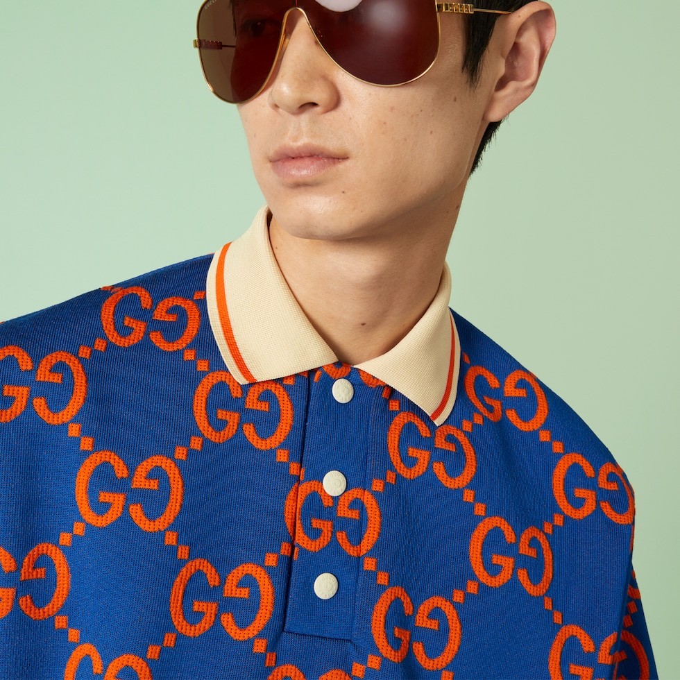 GG Printed Monogram Polo Yaka Triko T-Shirt