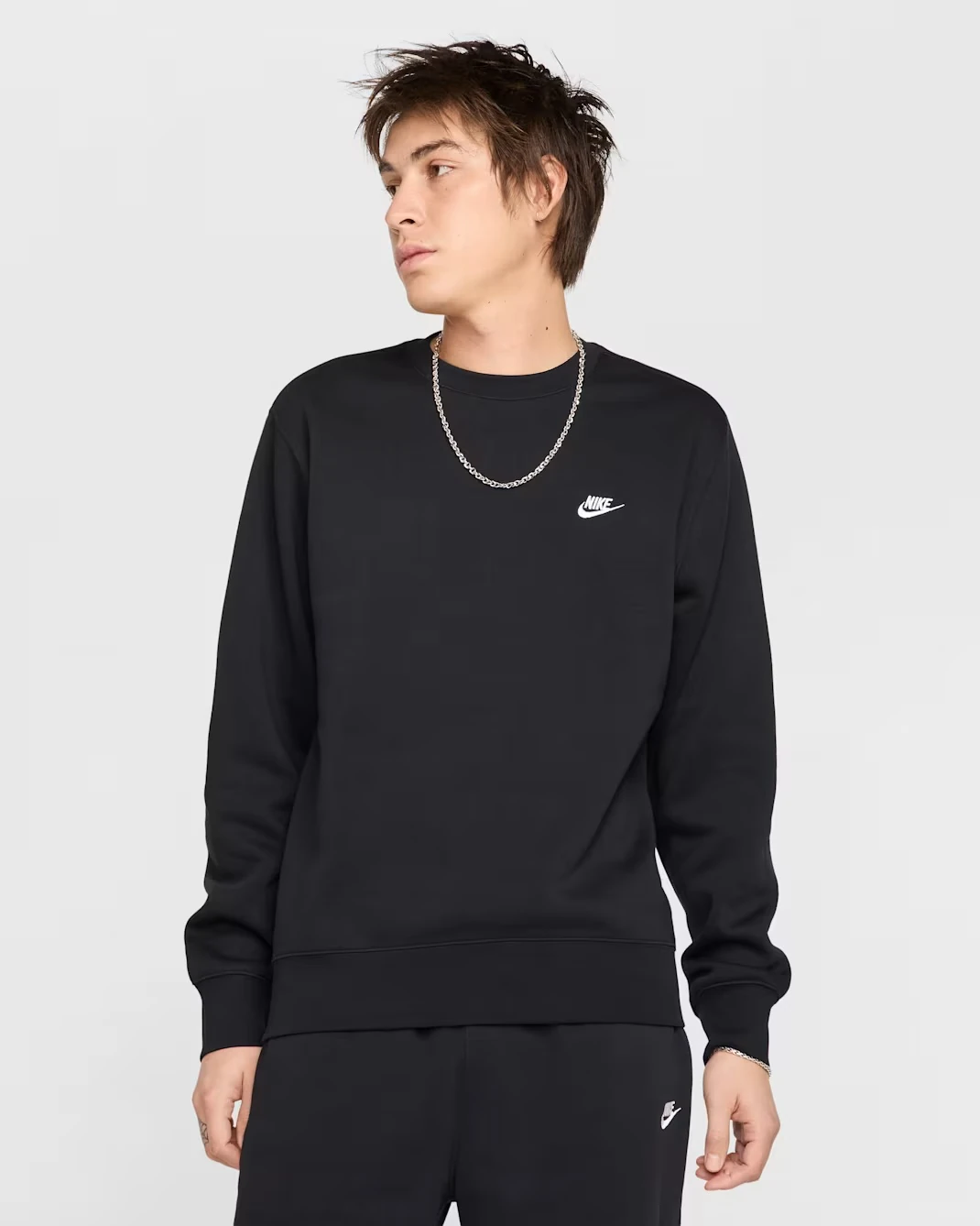 Club Fleece Crew Sweat - Black/White