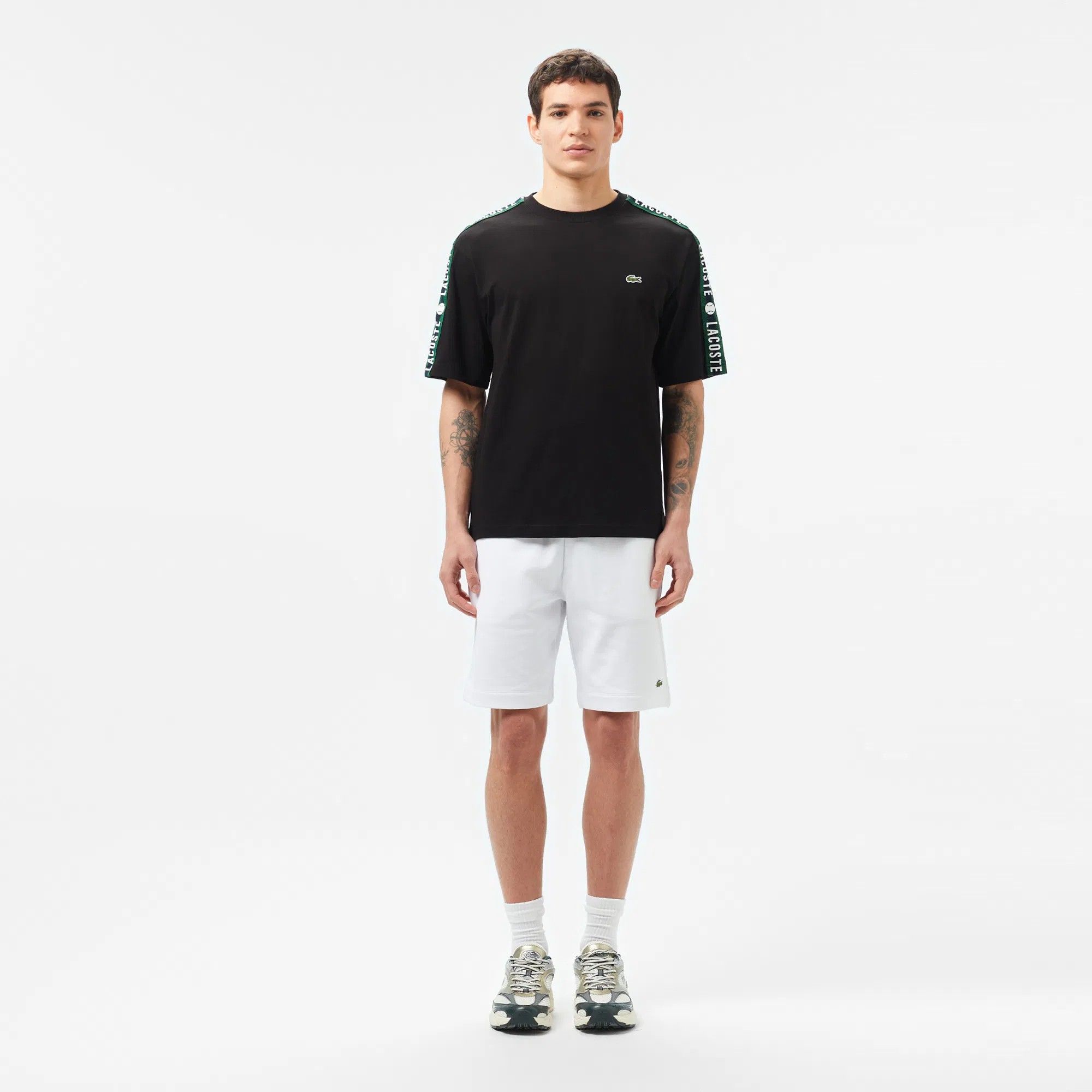 Relaxed Fit Bisiklet Yaka Baskılı Siyah T-Shirt