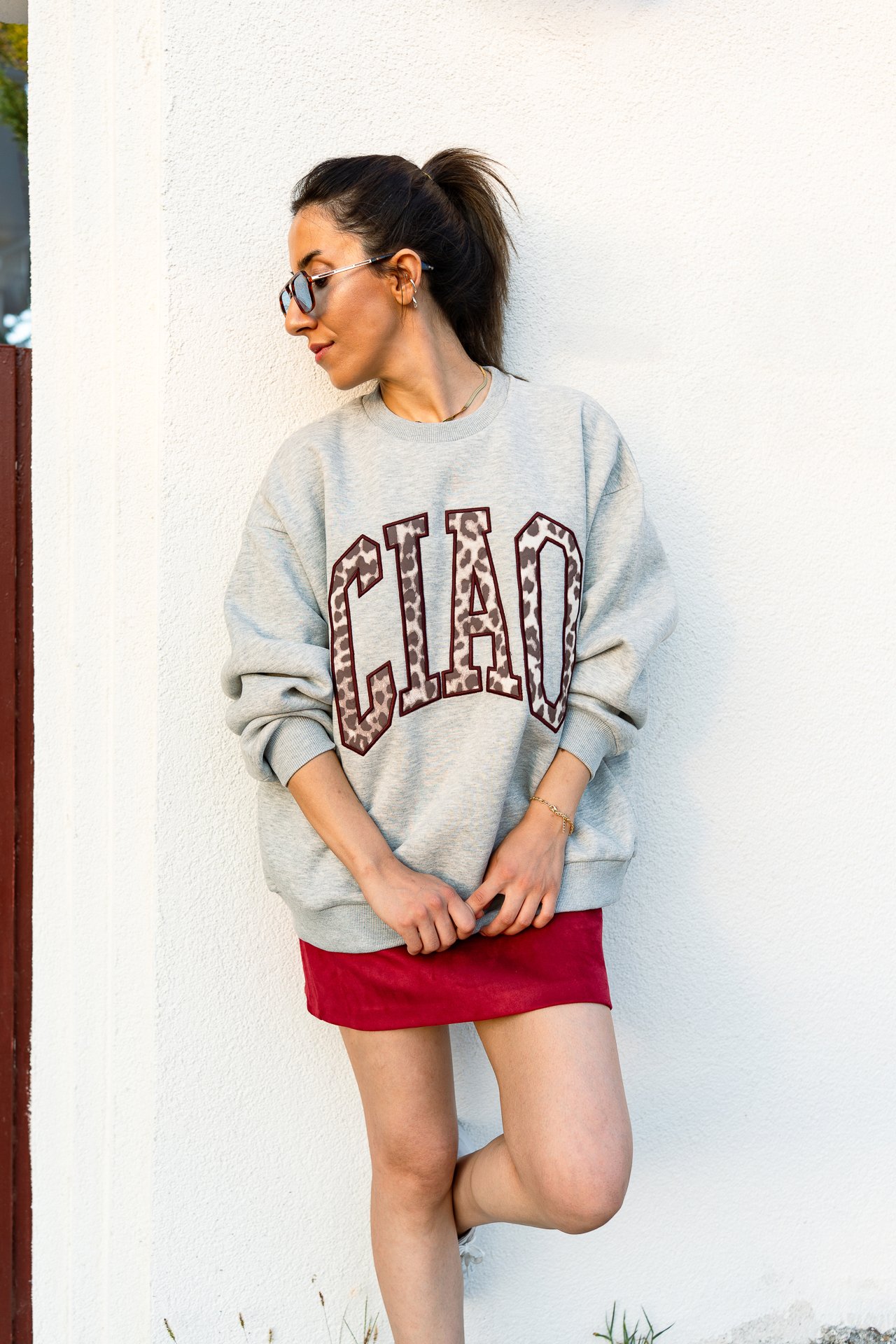 Yazı Detay Şardonlu Sweatshirt