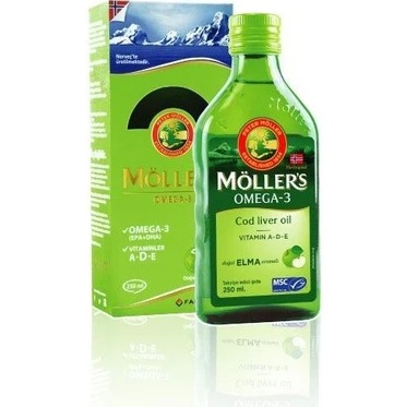 MÖLLERS 250ML ELMA AROMALI OMEGA-3 COD LIVER OIL VİTAMİN A D E