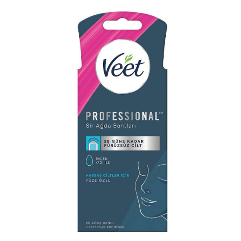 VEET PROFESSIONAL SİR AĞDA BANTLARI HASSAS CİLTLER BACAK VÜCUT BÖLGESİ 12 AĞDA BANDI + 2 ADET TEMİZLEME MENDİL